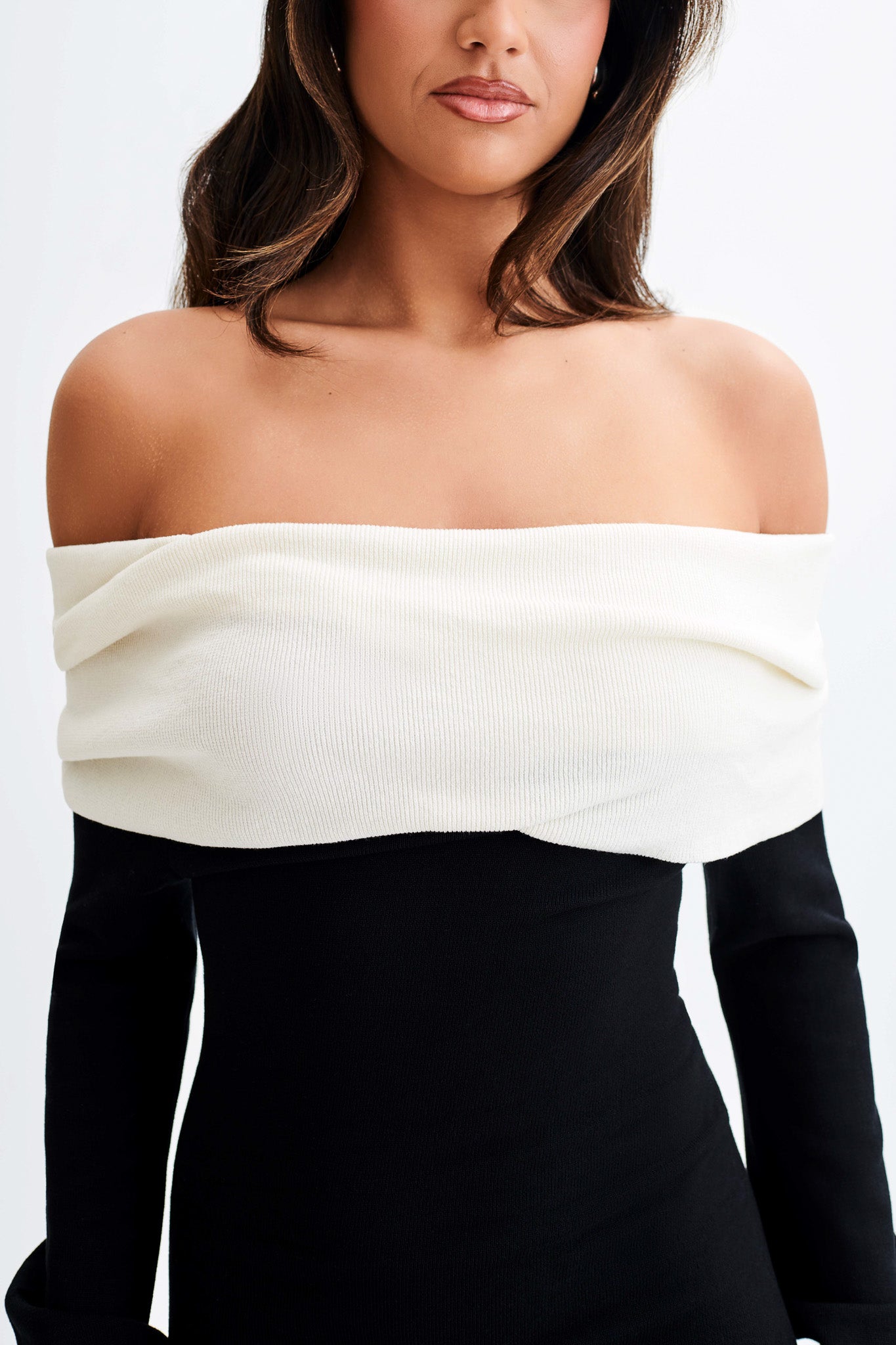 Yoko Contrast Knit Maxi Dress - Black/White、mySite、solidvoid