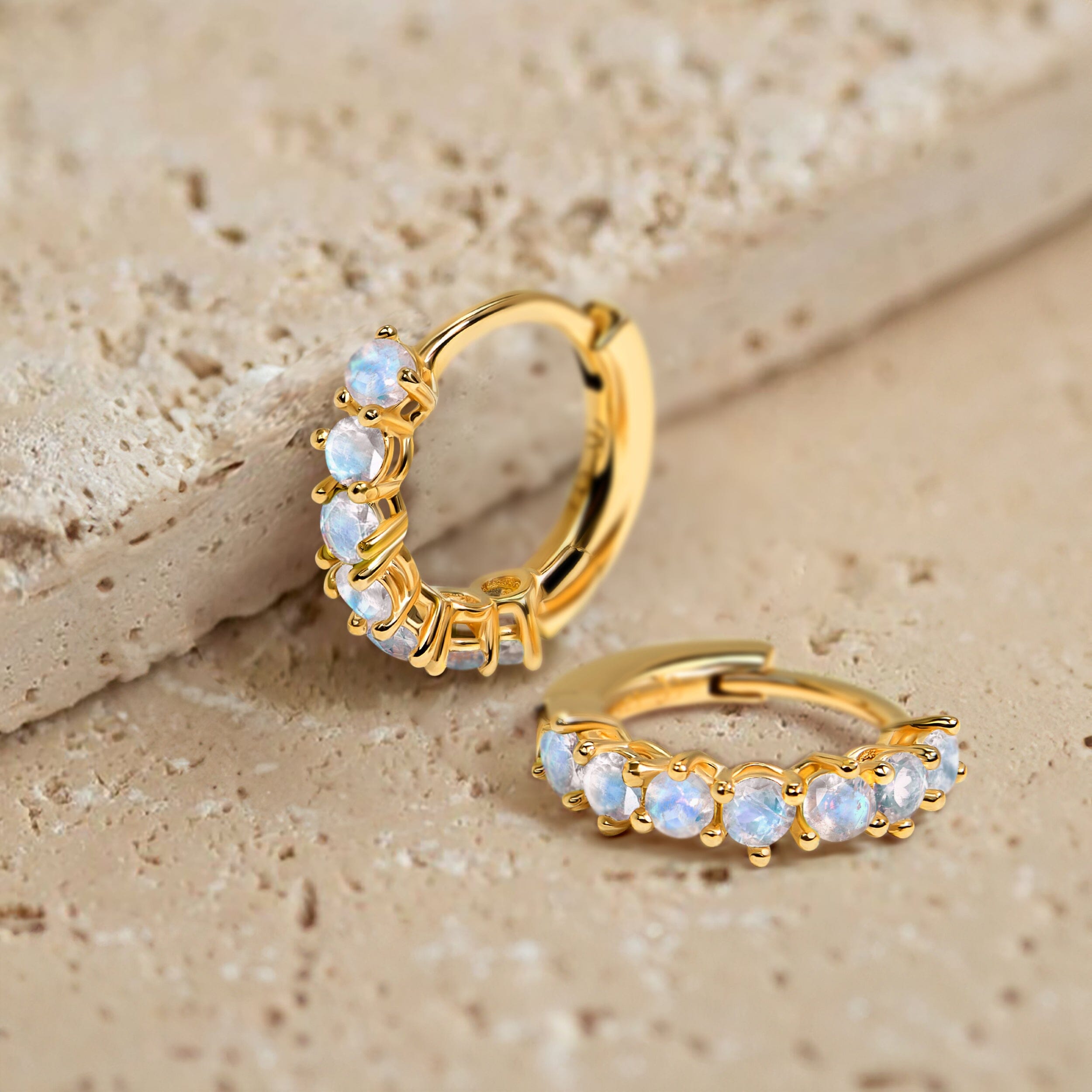 Moonstone Earrings - Bonny Hoops + Free Gift Bag、mySite、hinf8tx79