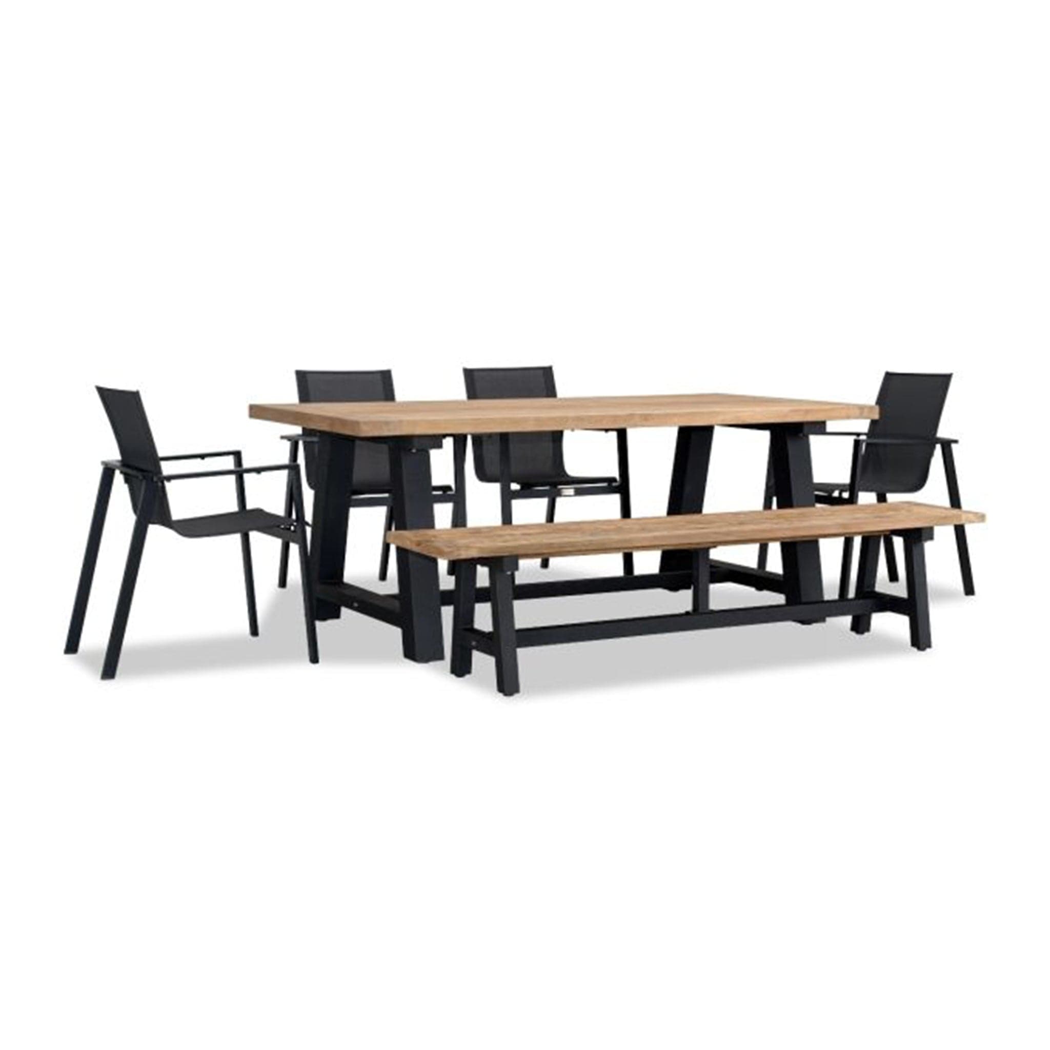 Lift Mill 6 to 7 Seat Reclaimed Teak Dining Set w/ Bench、mySite、neckold