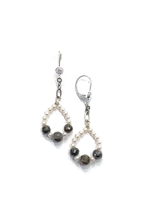Sconset Flair Studio Labradorite & Seed Pearl Drop Earrings、mySite、noshort