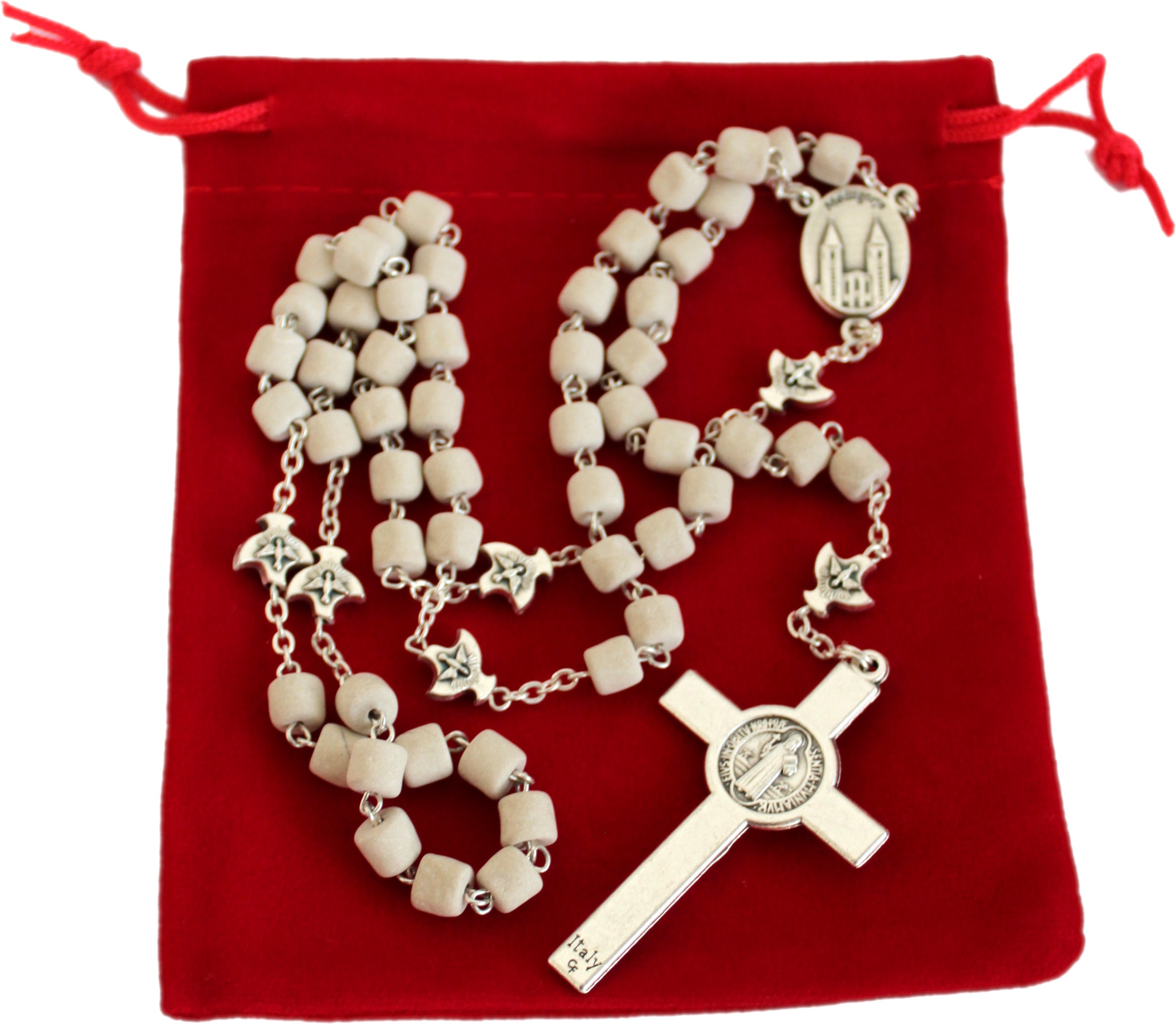 MEDJUGORJE - Rosary Made from Apparation Hill Stones directly from MEDUGORJE. (20 inches Long) - Silver Cross、mySite、topwebapps