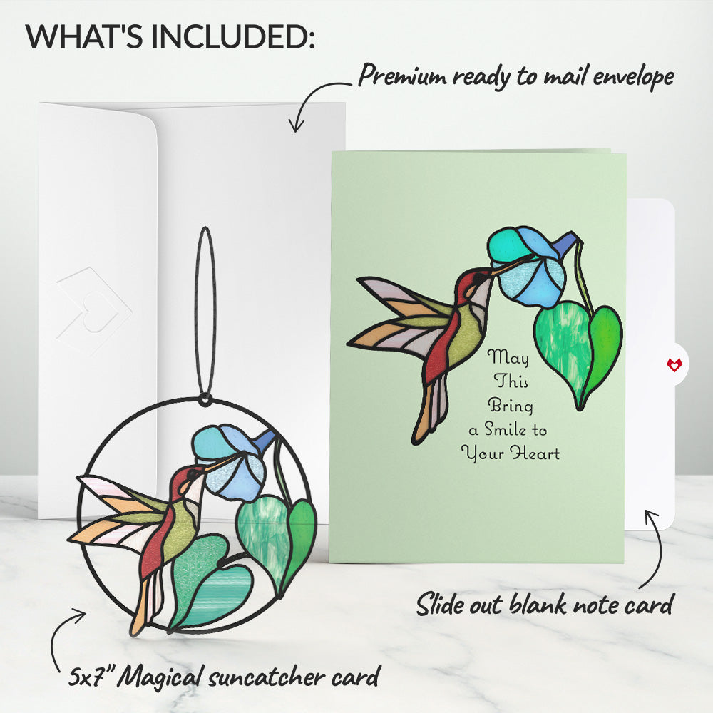 Smile to Your Heart Hummingbird Suncatcher Card、mySite、solidvoid