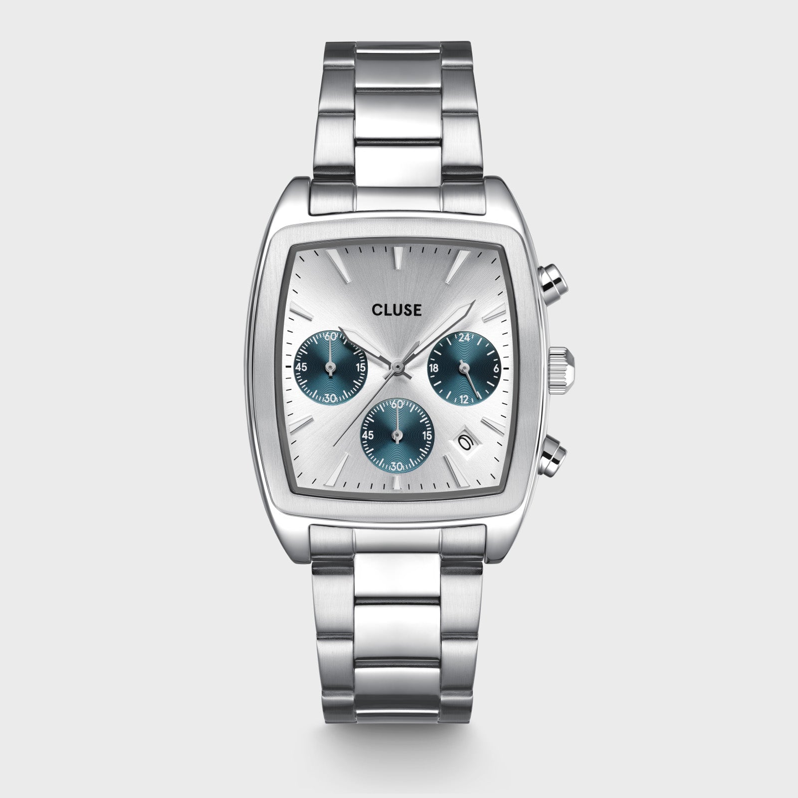  Quartaut Chrono Watch Steel, Blue, Full Silver Colour