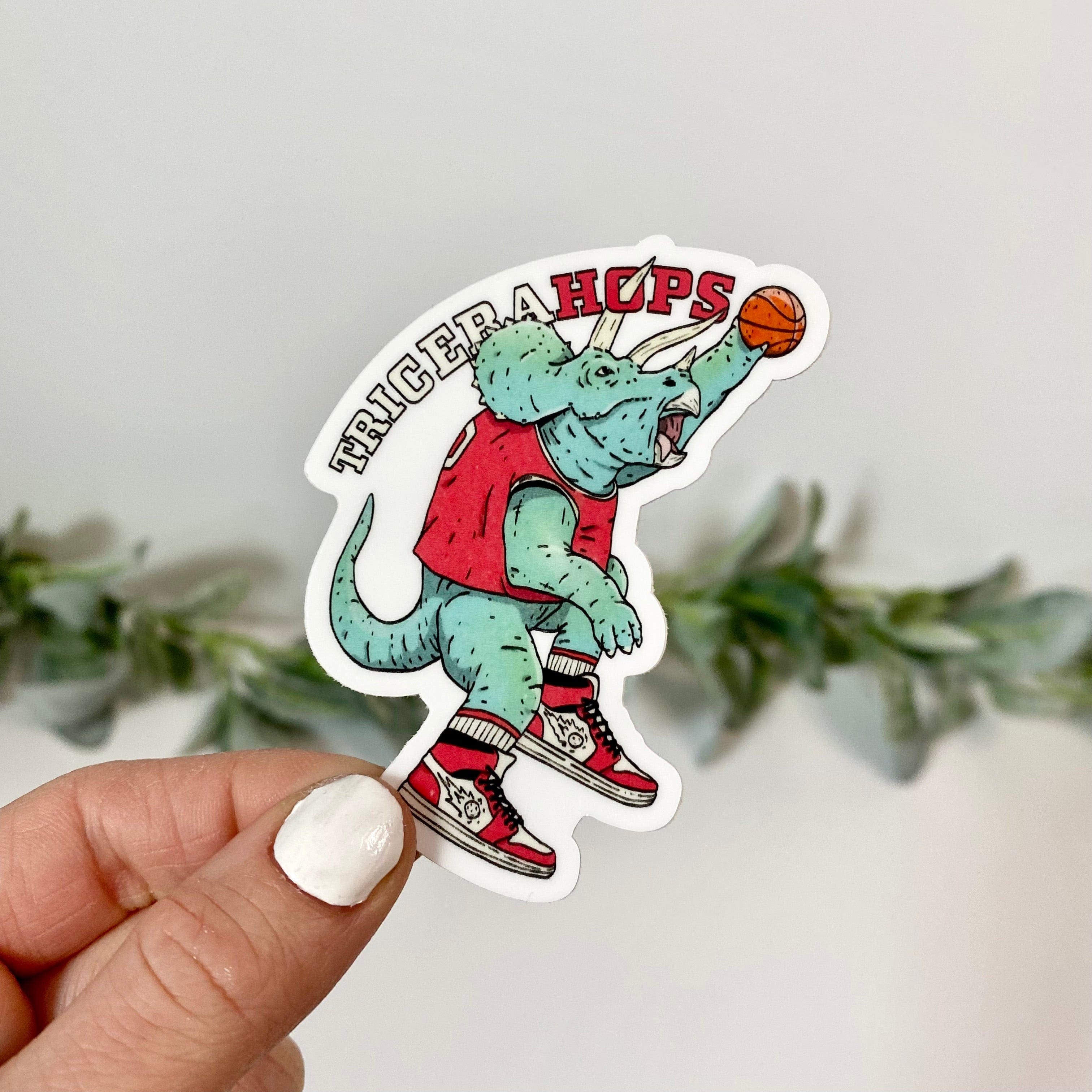  Basketball Triceratops Dinosaur Sticker、mySite、ghnorth