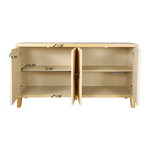 70.07"Large Size 4 Door Cabinet, Suitable For Living Room, Kitchen, Bedroom, Corridor (Champagne)、、xpatfood