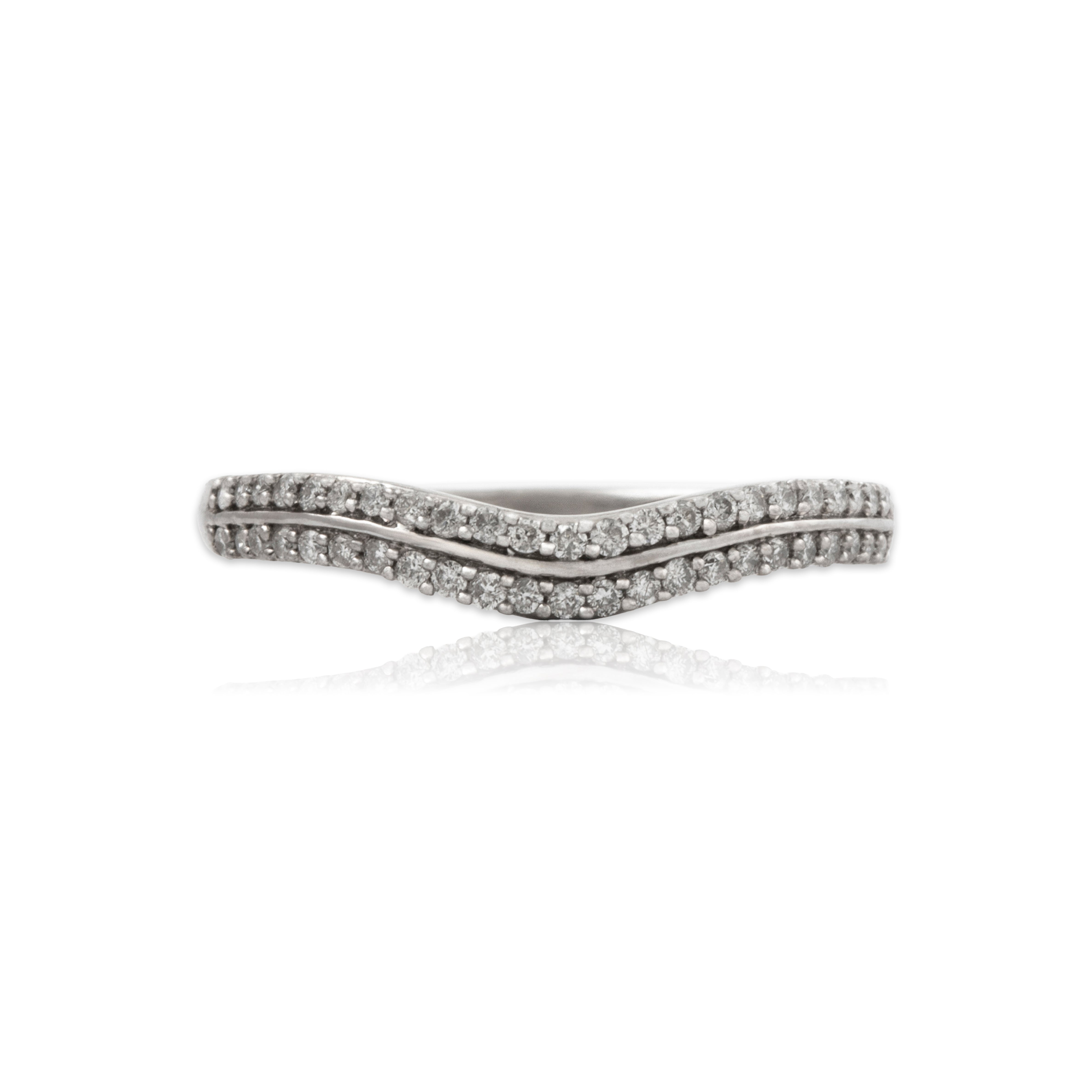 Vintage 14k White Gold .23cttw Diamond Double Curved Line Band Ring 5.00、mySite、hinf8tx79