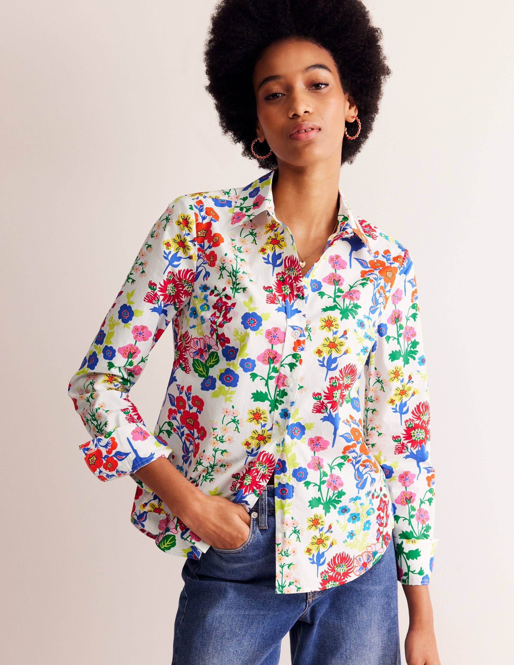  Sienna Cotton Shirt-Multi, Wildflower Cluster、mySite、ashleygrahame