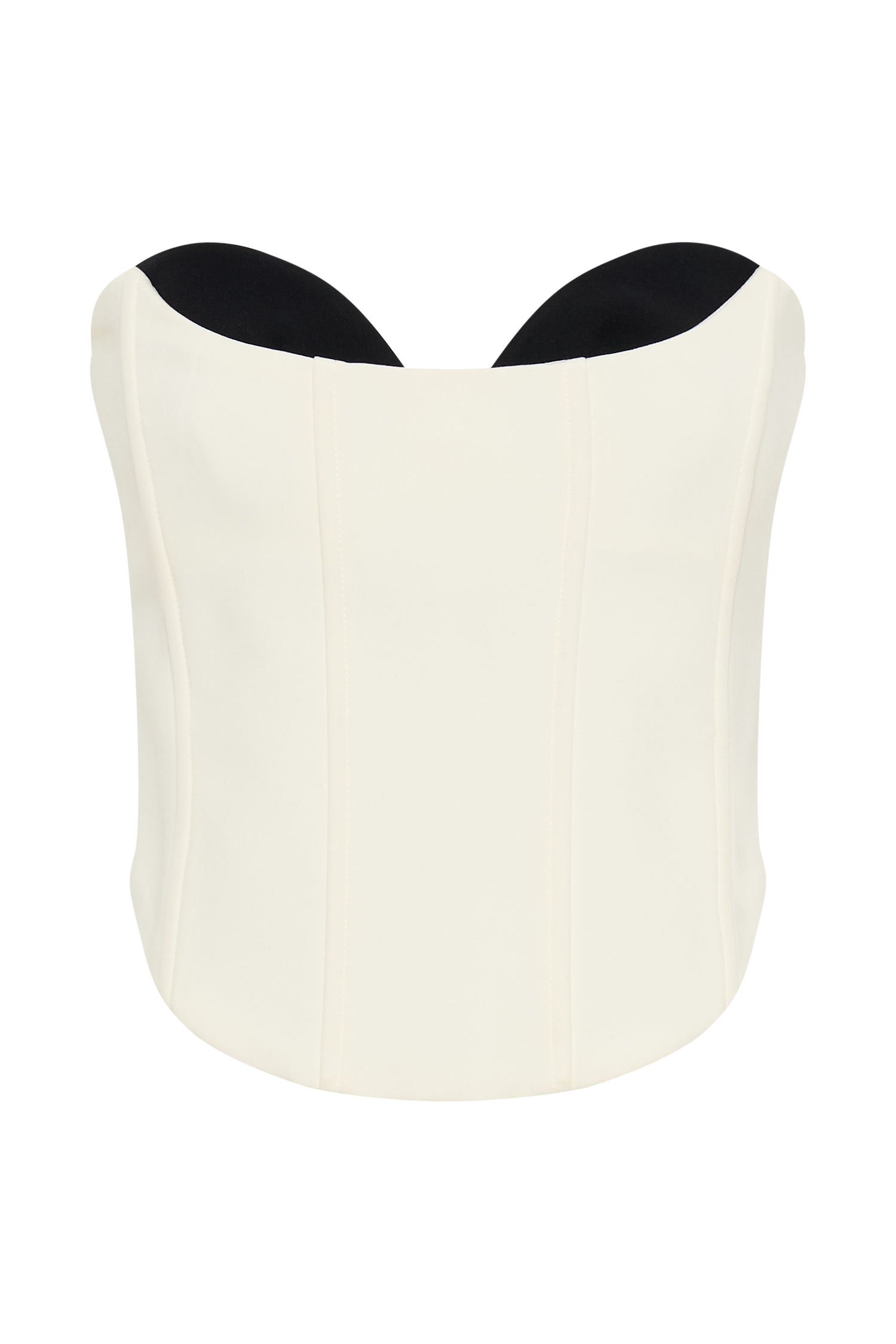 Oceane Contrast Suiting Strapless Corset - White、mySite、solidvoid