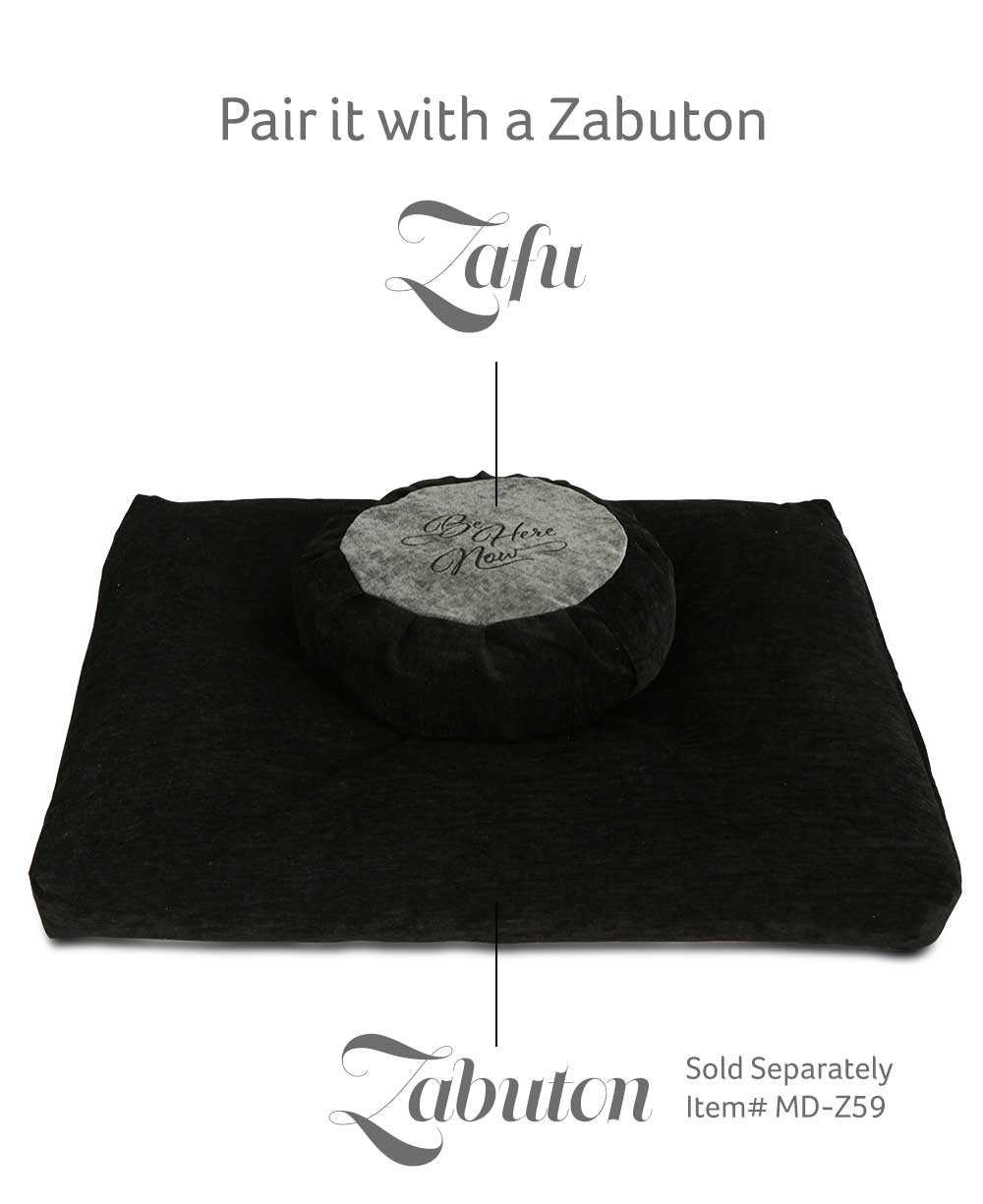 Grey Black Be Here Now Zafu Meditation Cushion、mySite、topwebapps