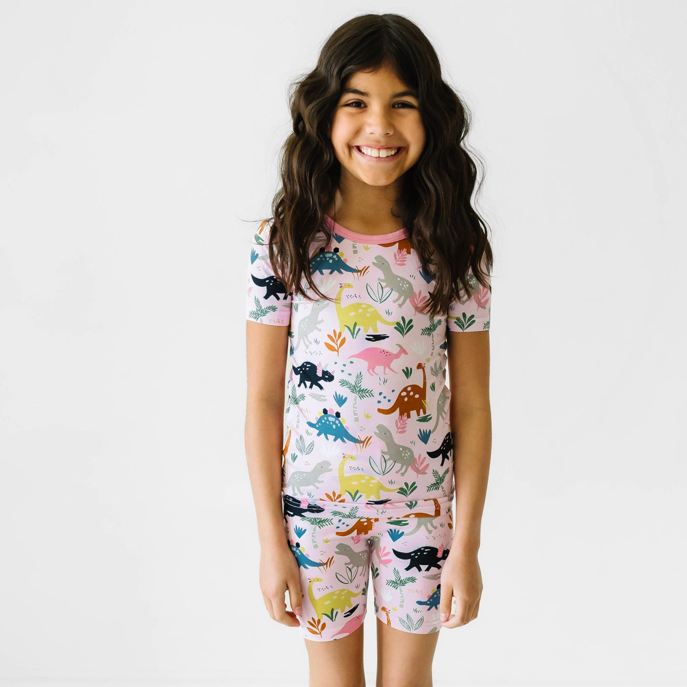  Pink Jurassic Jungle Two-Piece Short Sleeve & Shorts Pajama Set、mySite、layawaytickets