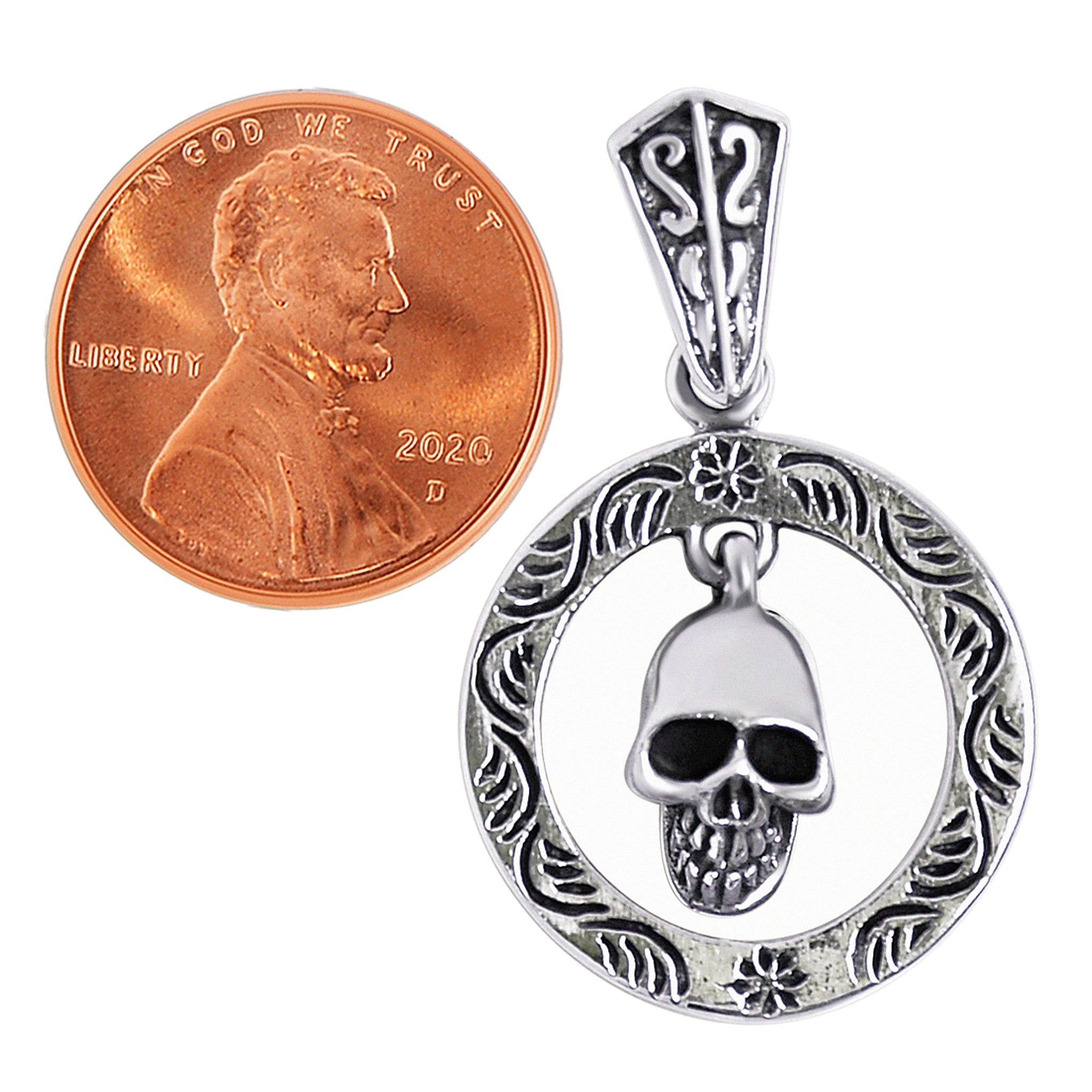 Sterling Silver Circle Skull Pendant / SSP0011、mySite、dreamappss