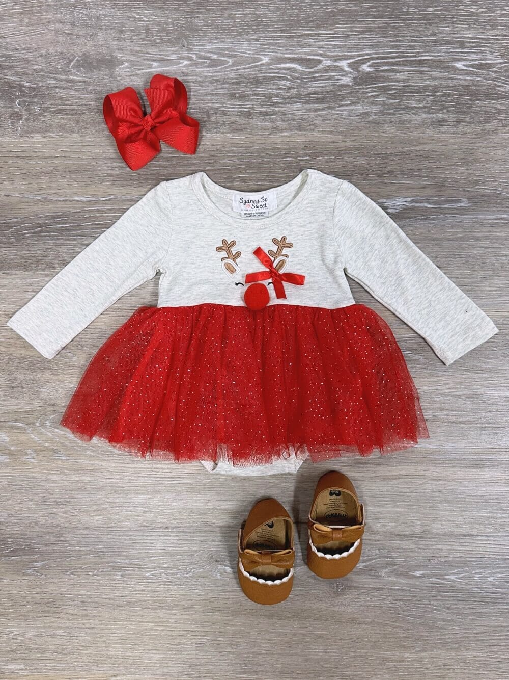 Run Rudolf Run Girls Chiffon Tutu Baby Christmas Romper、mySite、camillekostekn