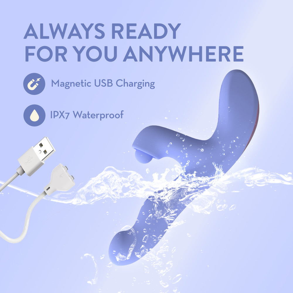 Blush Collection | Simone 8.5 Inch Clitoral G-Spot Dual Stimulation Silicone Rabbit Vibrator With Auto Warming - In Blue、mySite、bottomscart