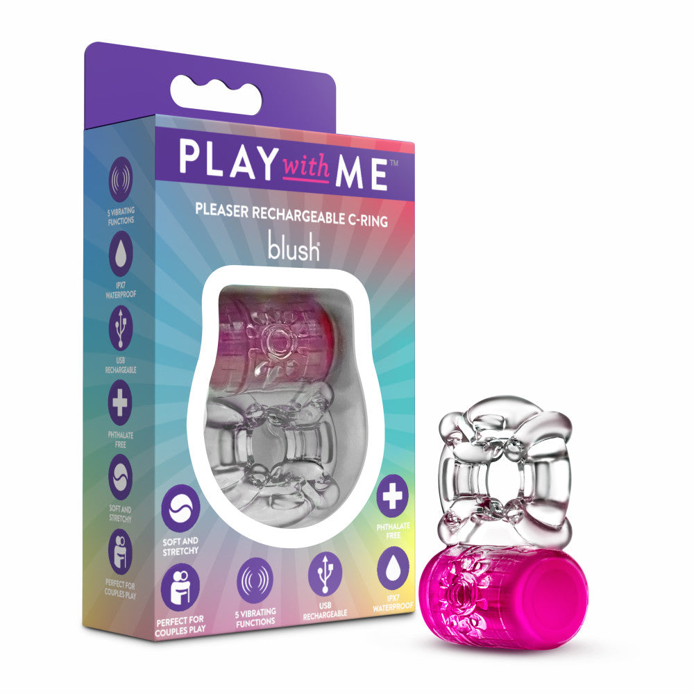 Play With Me By Blush® | Pleaser: Rechargeable Vibrating Penis Ring - Pink、mySite、bottomscart