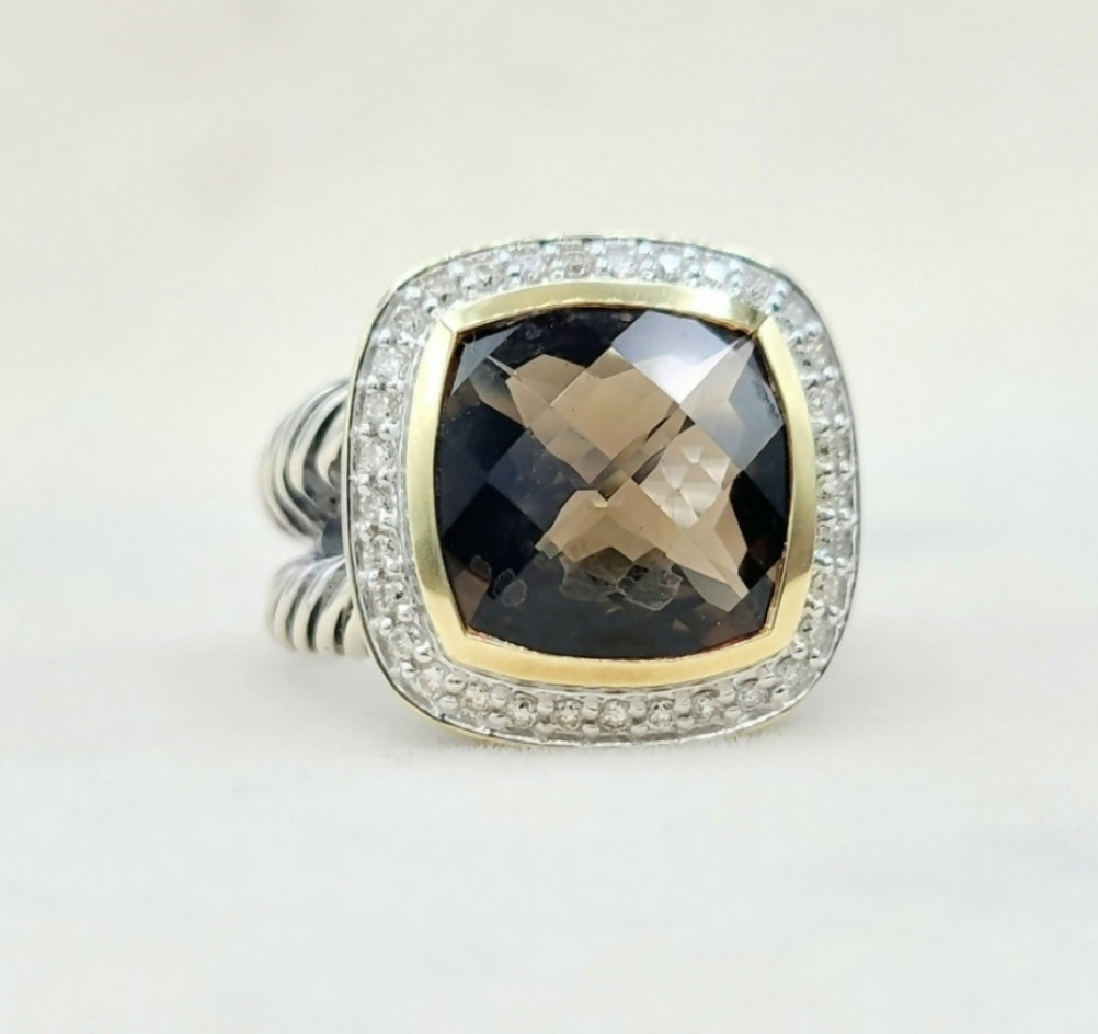 David Yurman Albion 11mm Smoky Quartz Gold & Diamond Ring、mySite、hinf8tx79