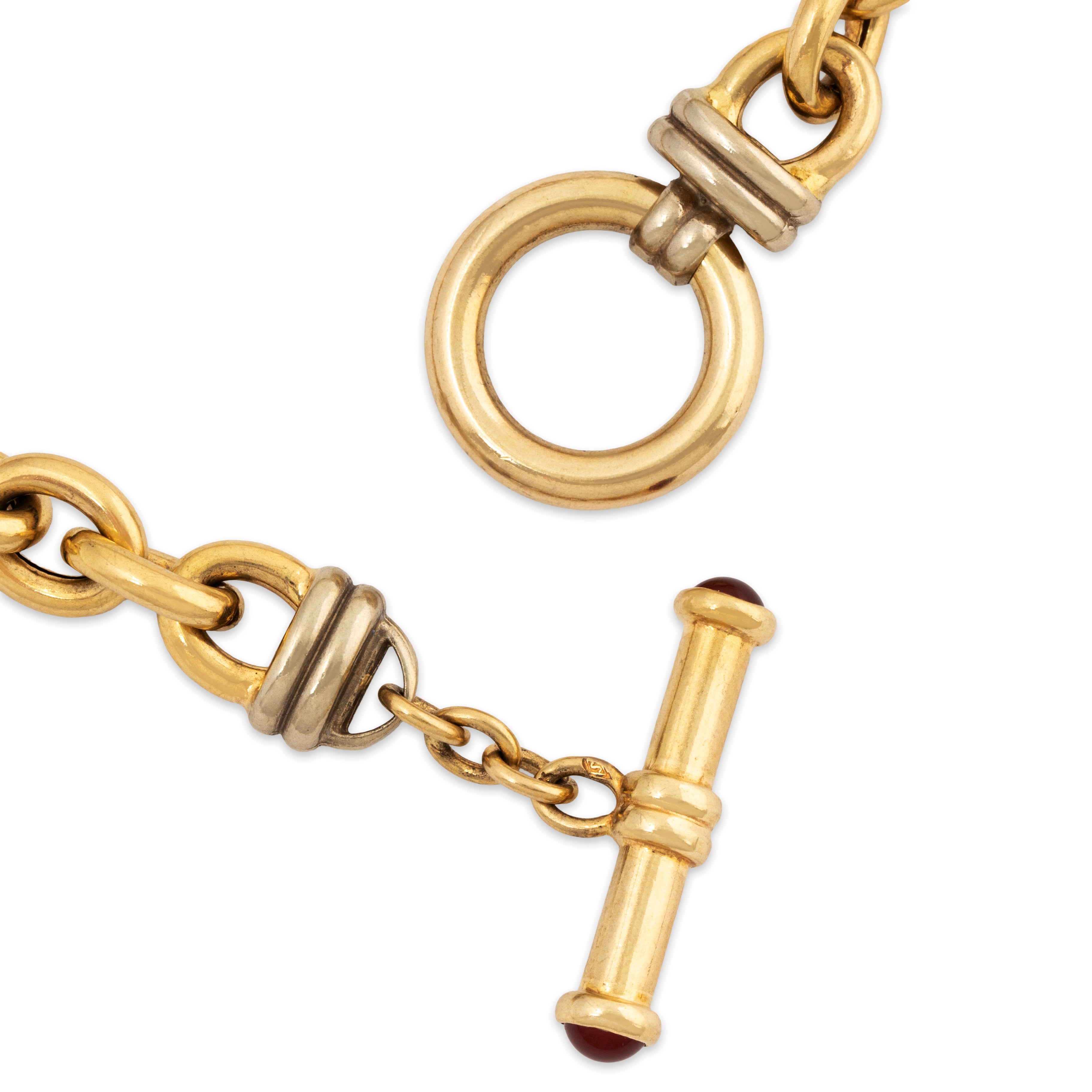 Vintage 14k Yellow Gold Carnelian Toggle Chain / Necklace 17、mySite、hinf8tx79