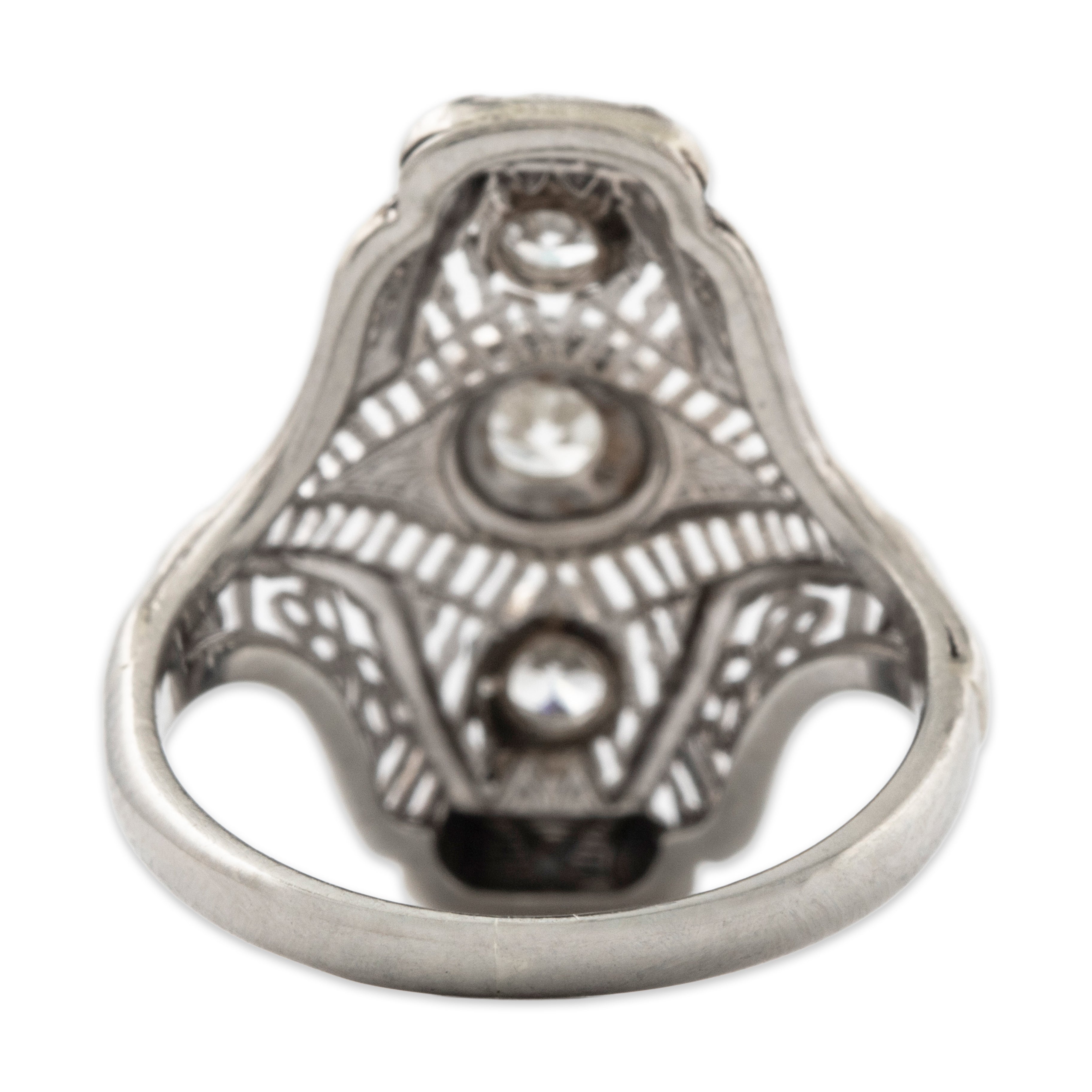 Antique Art Deco 14k White Gold 0.328cttw Diamond Openwork Filigree Ring 3.75、mySite、hinf8tx79