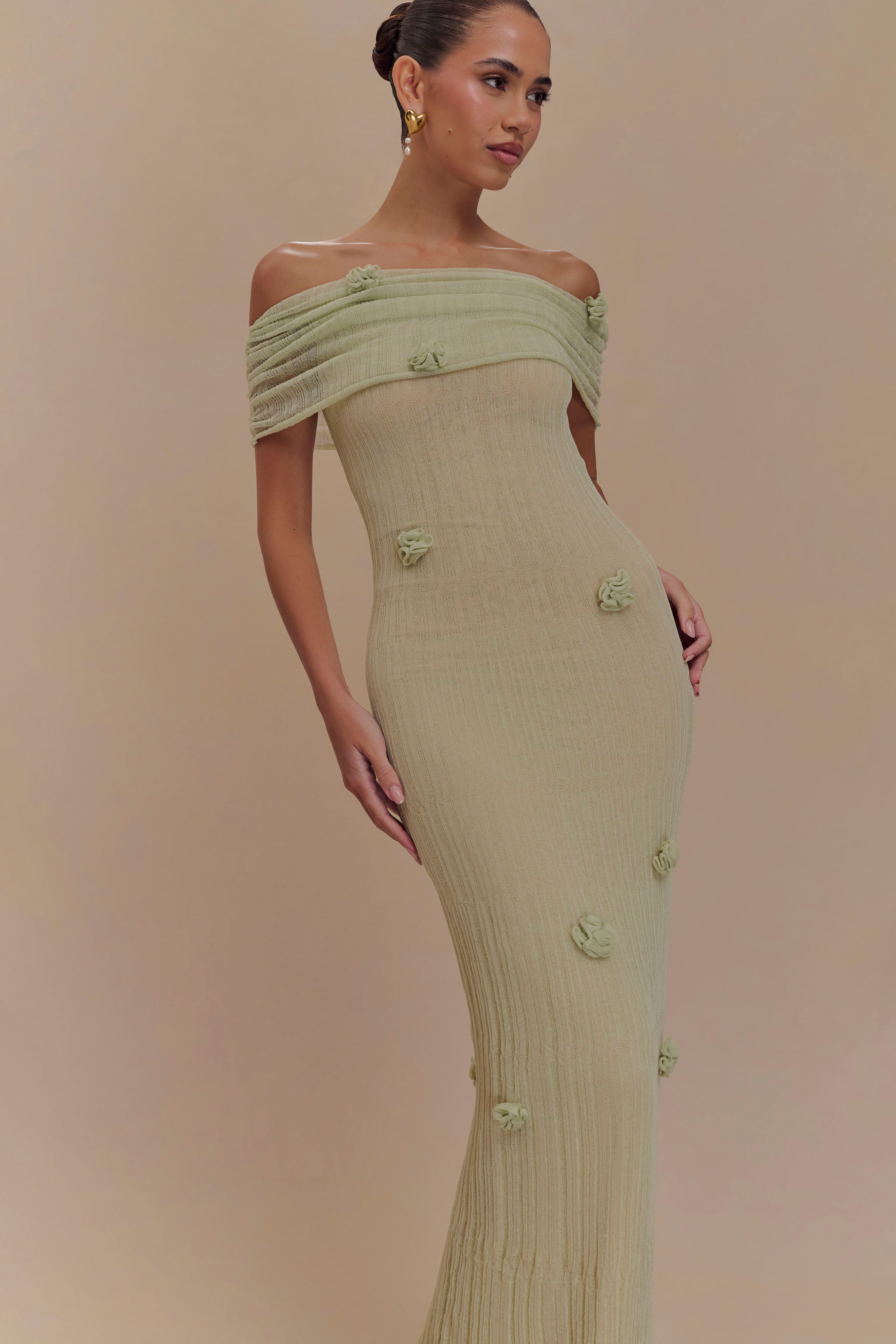 Brynn Orchid Knit Maxi Dress - Pastel Green、mySite、solidvoid