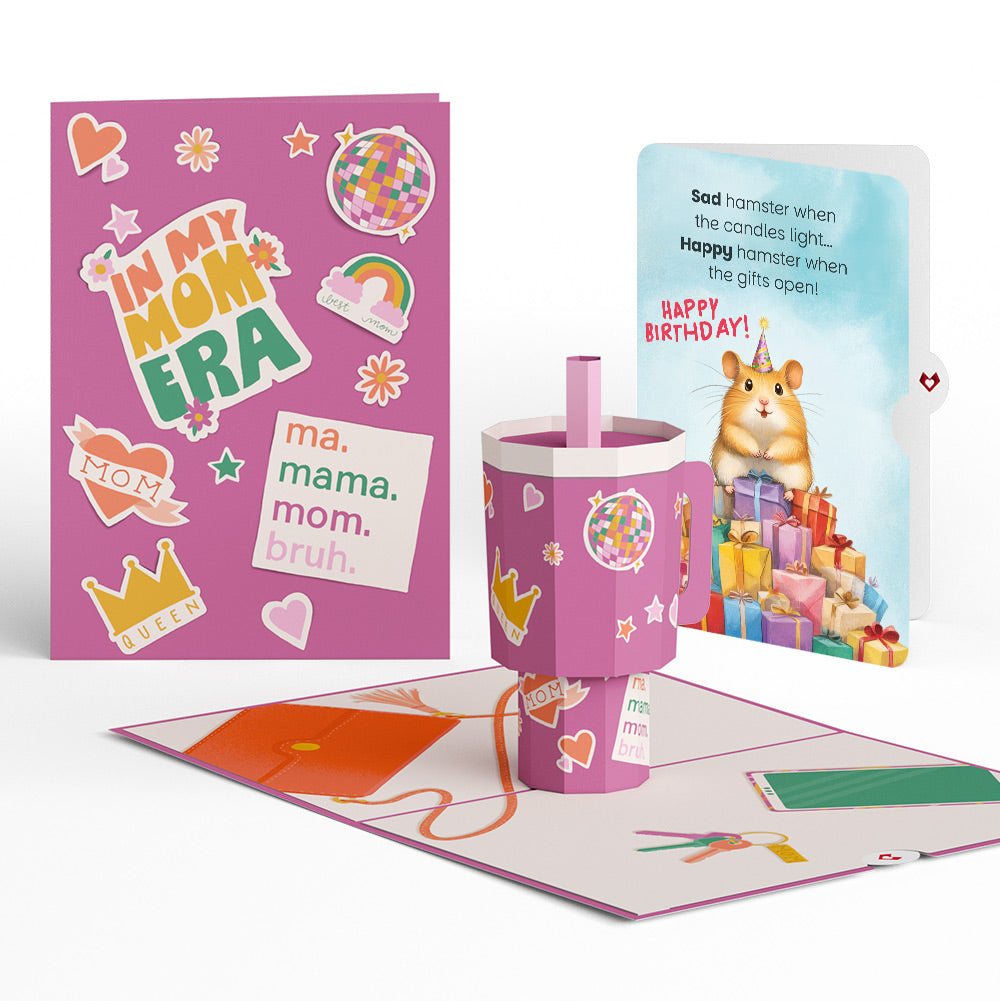 Mom Era Tumbler Birthday Pop-Up Card and Happy Hamster Sentiment Set、mySite、solidvoid