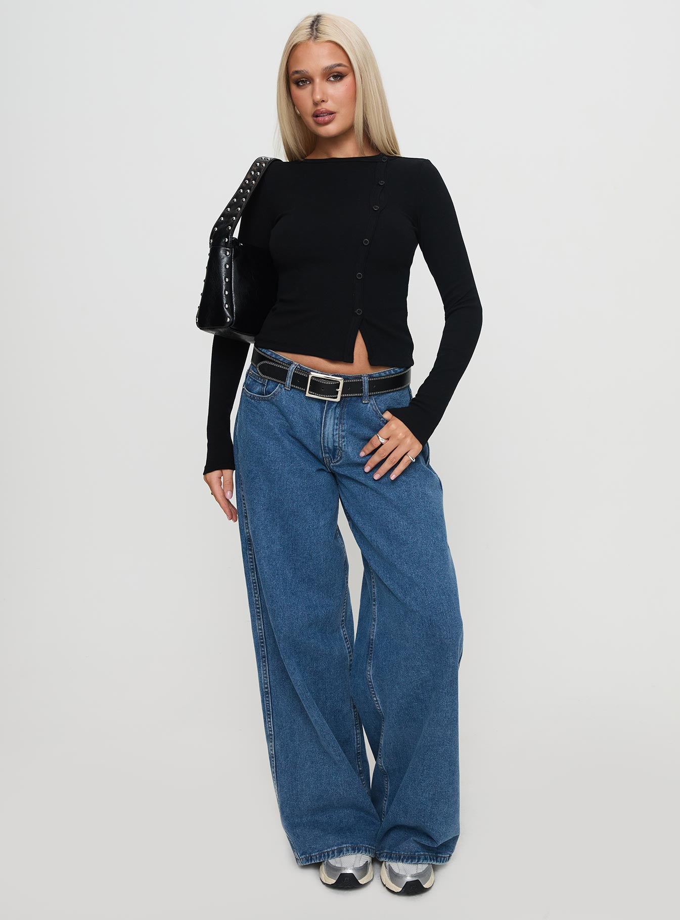 Passoni Long Sleeve Top Black、mySite、solidvoid