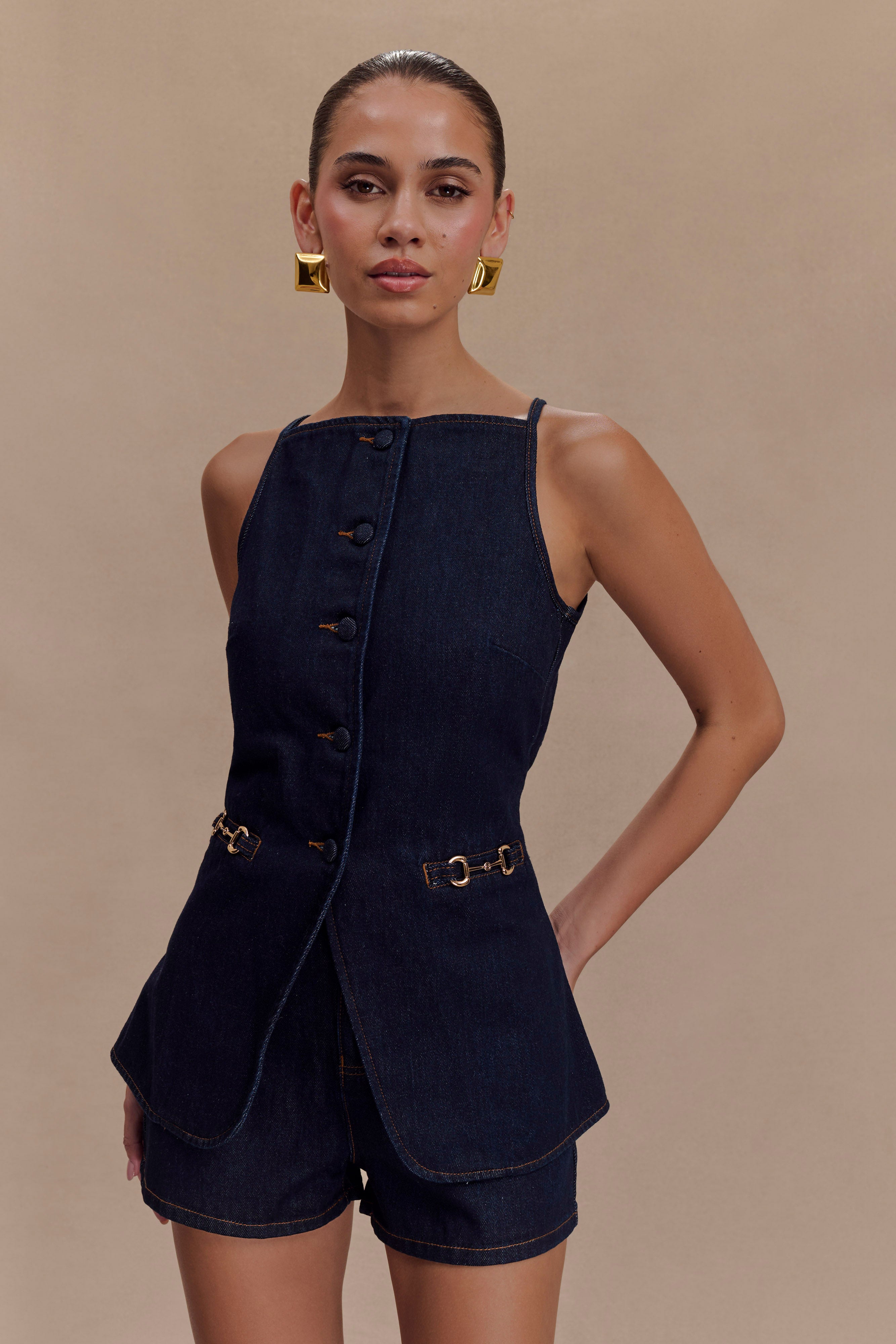 Tobias Denim Shorts - Indigo Blue、mySite、solidvoid