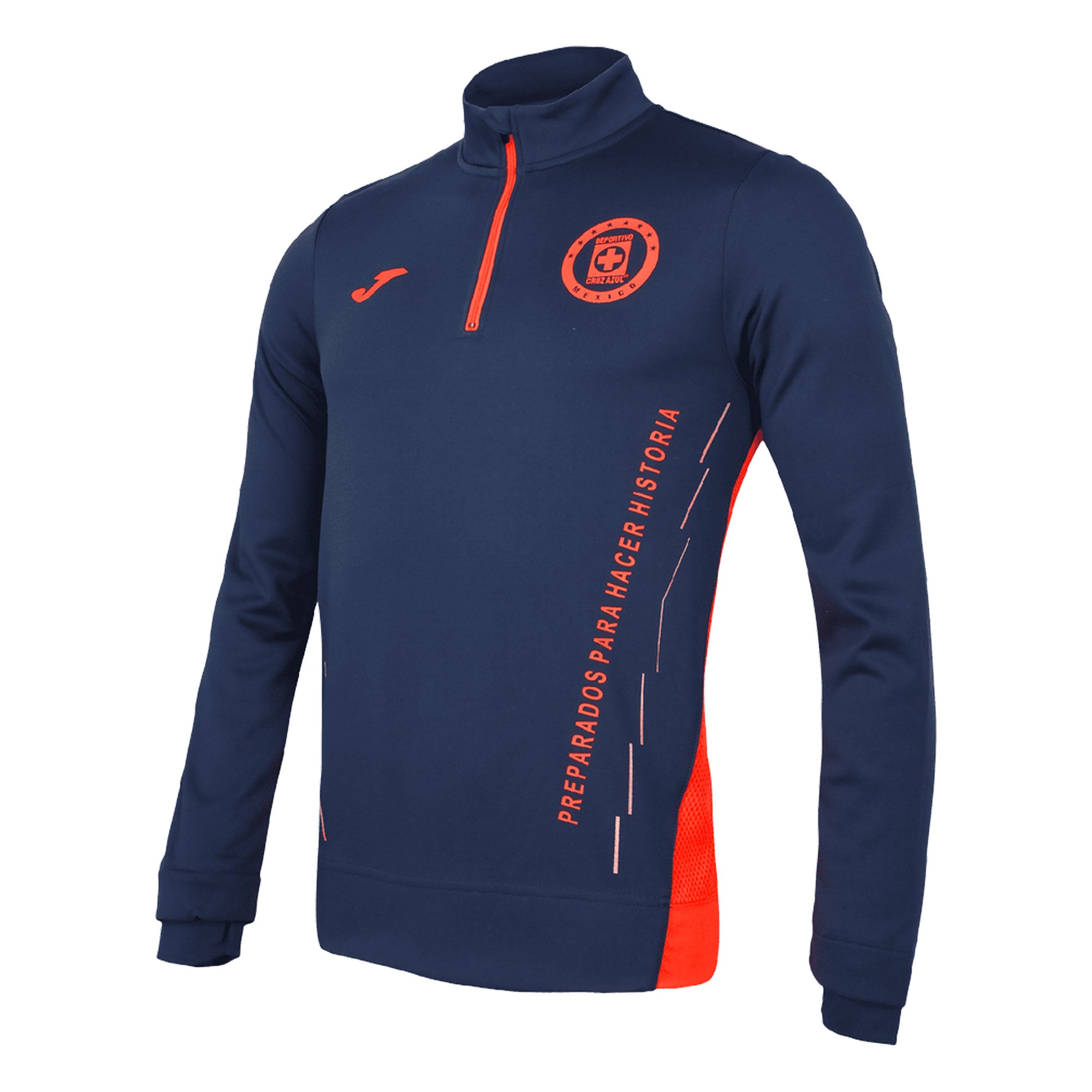 Joma Men's Cruz Azul 2021/22 1/4 Zip Sweatshirt Navy/Orange Red、mySite、noshort