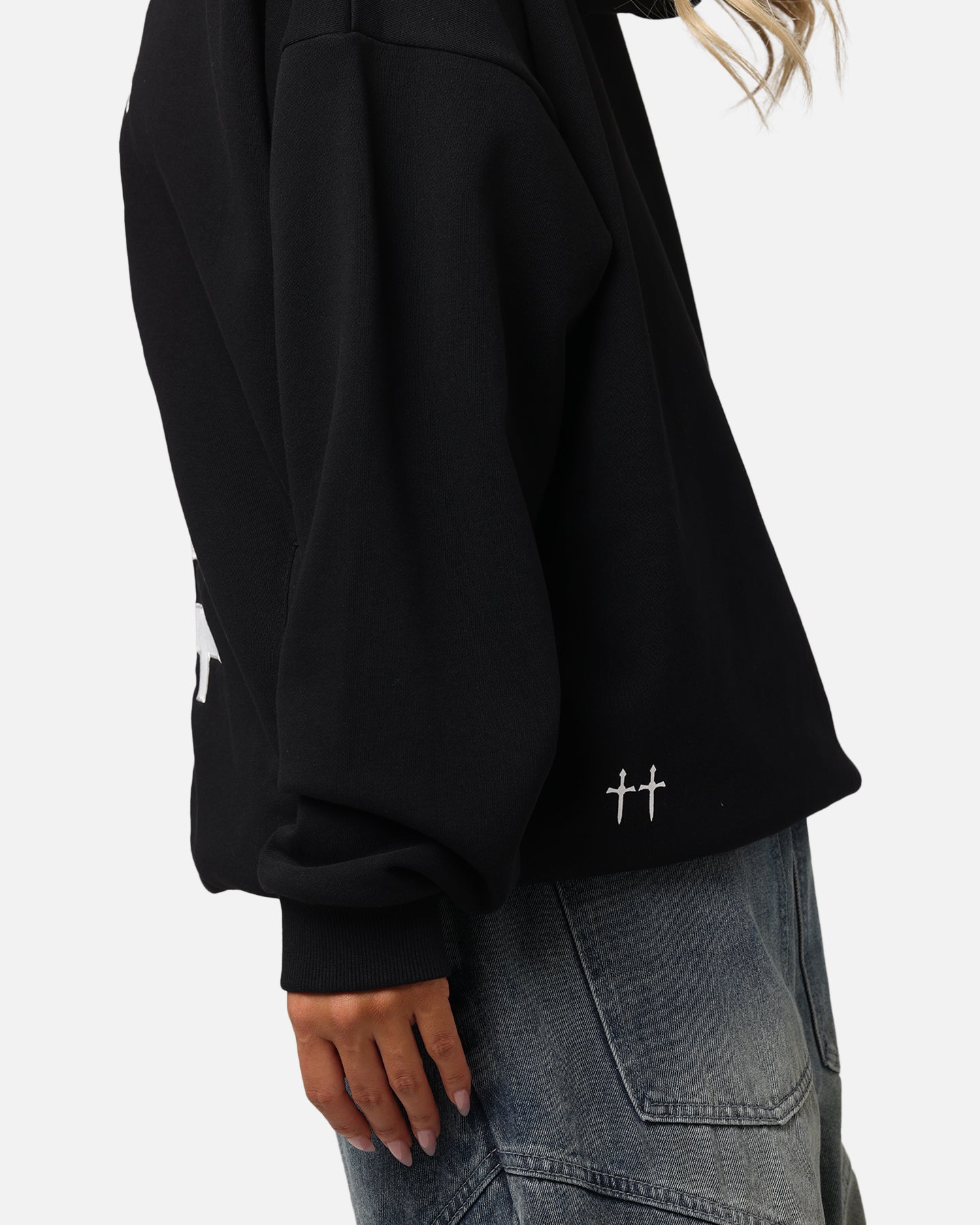 Saint Morta Gothic Distressed Zip Hoodie Black、mySite、zt4zffjzw