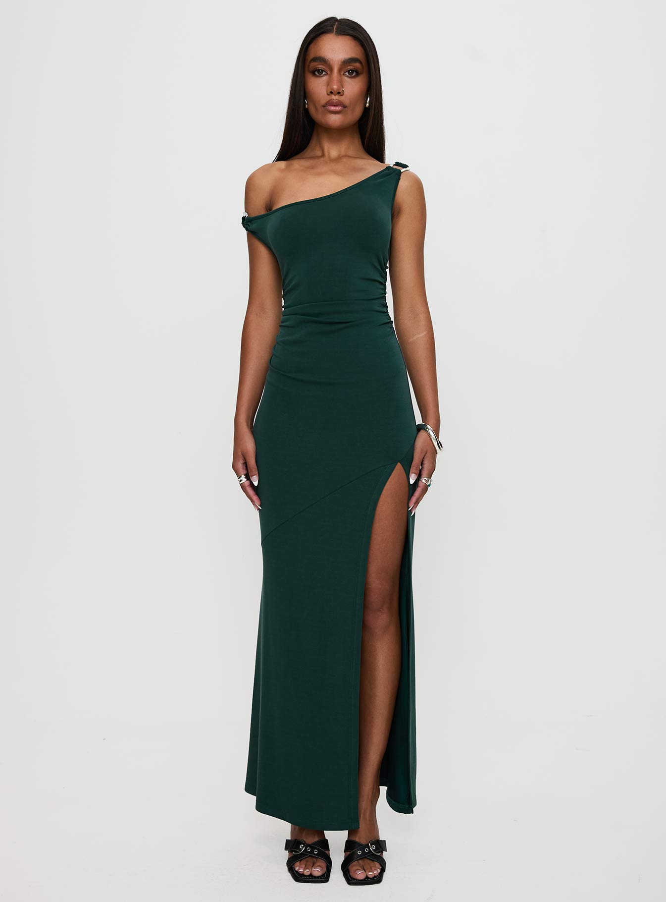 Rios One Shoulder Maxi Dress Green、mySite、solidvoid