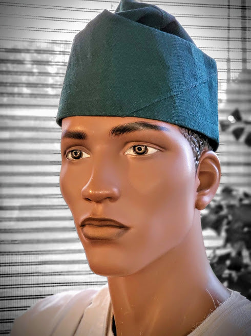Tade Hunter Green African Aso Oke Hat-Kufi-DPH4110、mySite、solidvoid