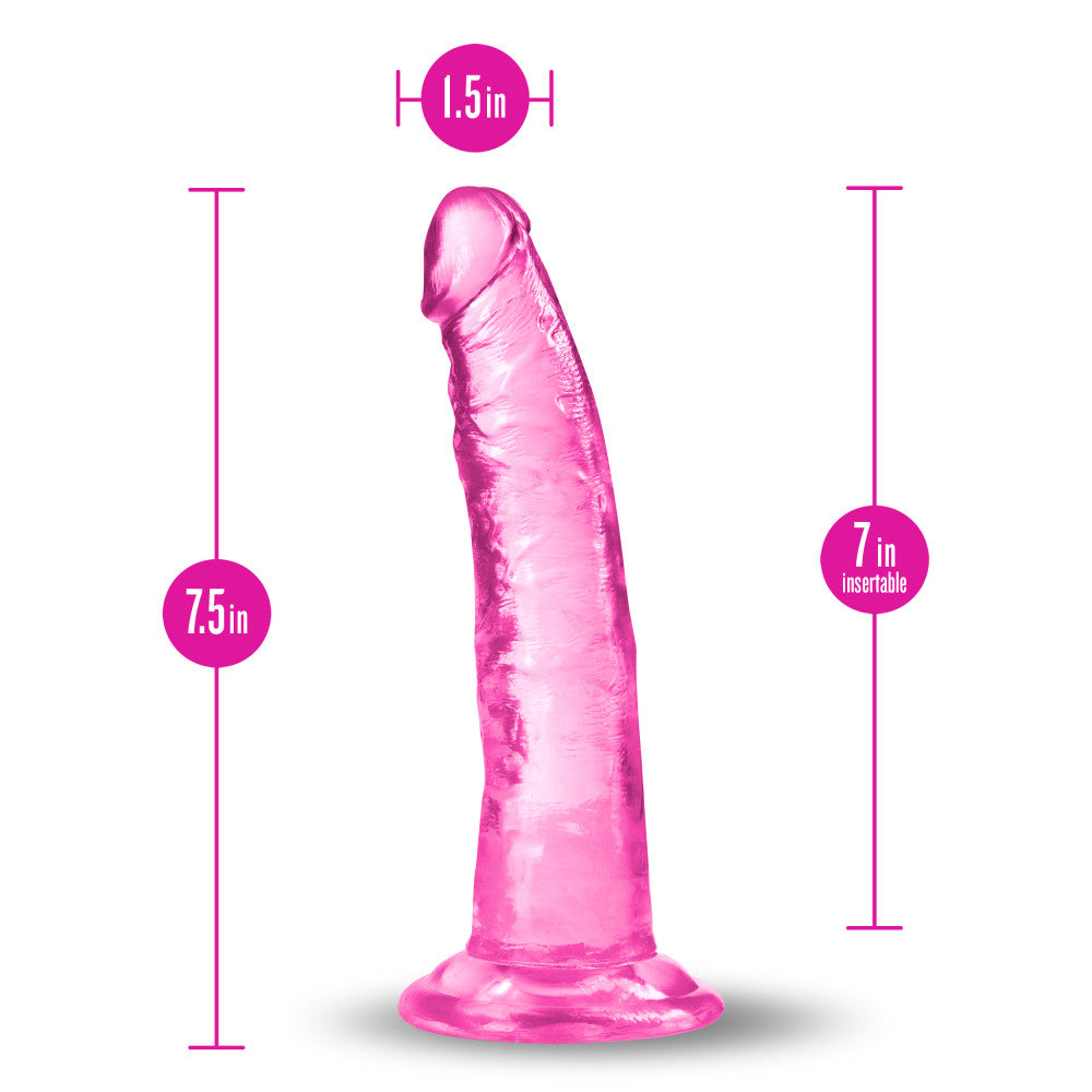 B Yours Plus By Blush® | Lust N’ Thrust Realistic G-Spot Pink 7.5-Inch Long Dildo With Suction Cup Base、mySite、bottomscart
