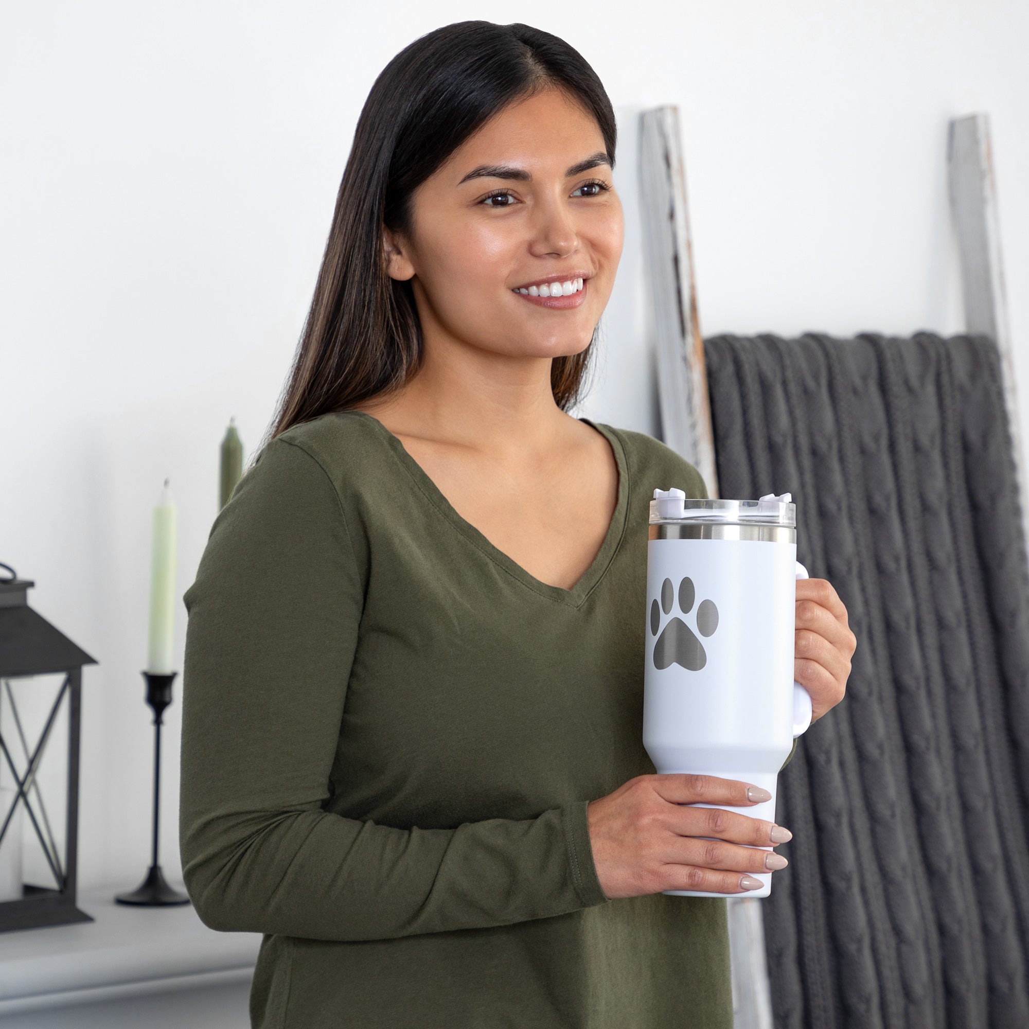 Paw Print Vacuum Sealed Stainless Steel Tumbler - 40 oz、mySite、camillekostekn