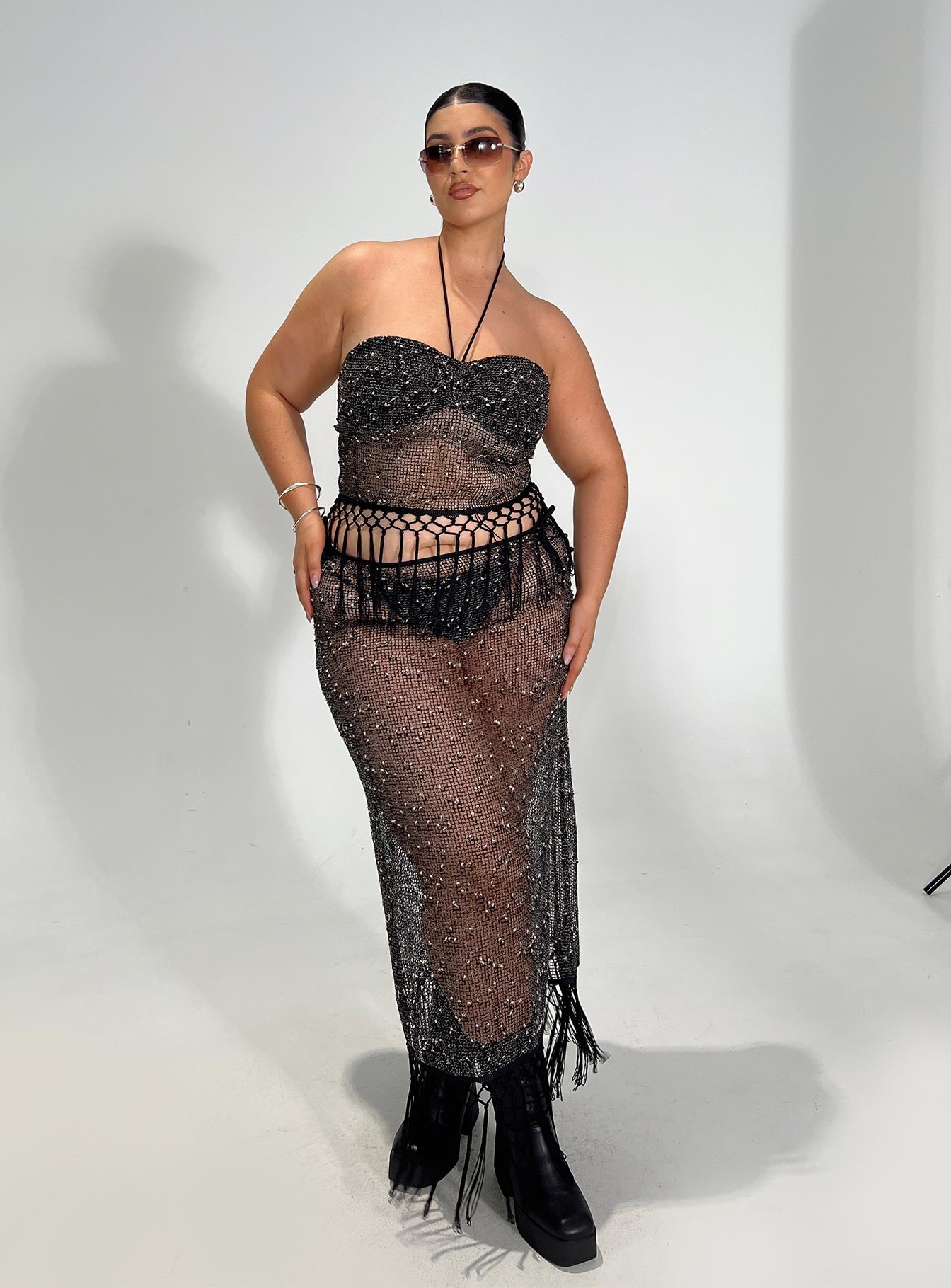 Alnet Maxi Skirt Black Curve、mySite、solidvoid