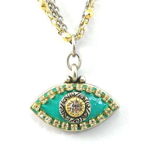 Michal Golan Crystal Stone and Turquoise Evil Eye Pendant Necklace、mySite、topwebapps