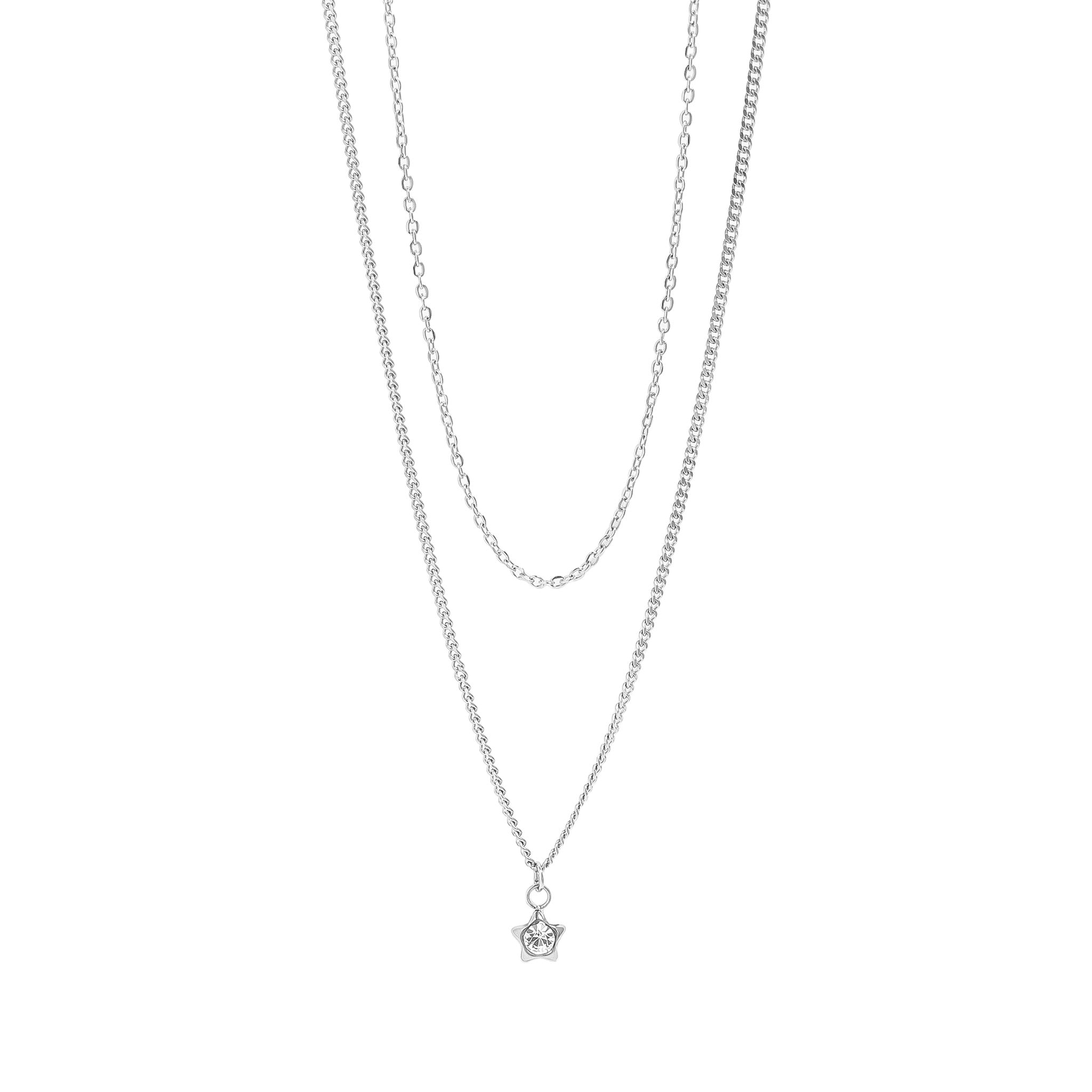 18K Gold PVD Stainless Steel Layered Star Charm Necklace / CHN0017、mySite、dreamappss