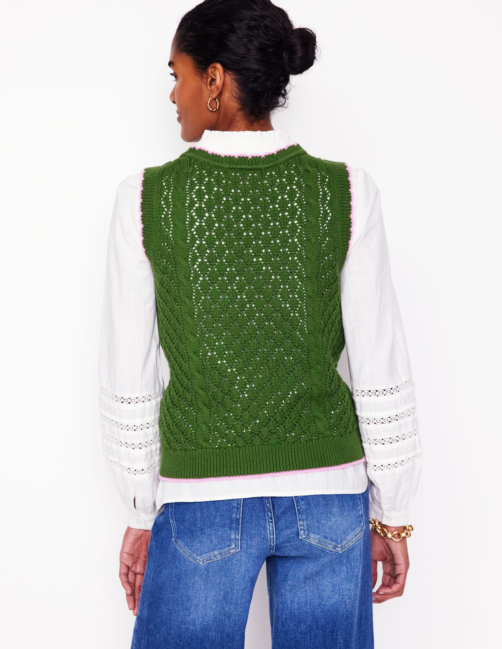  Embroidered Cotton Vest-Paradise Green、mySite、ashleygrahame