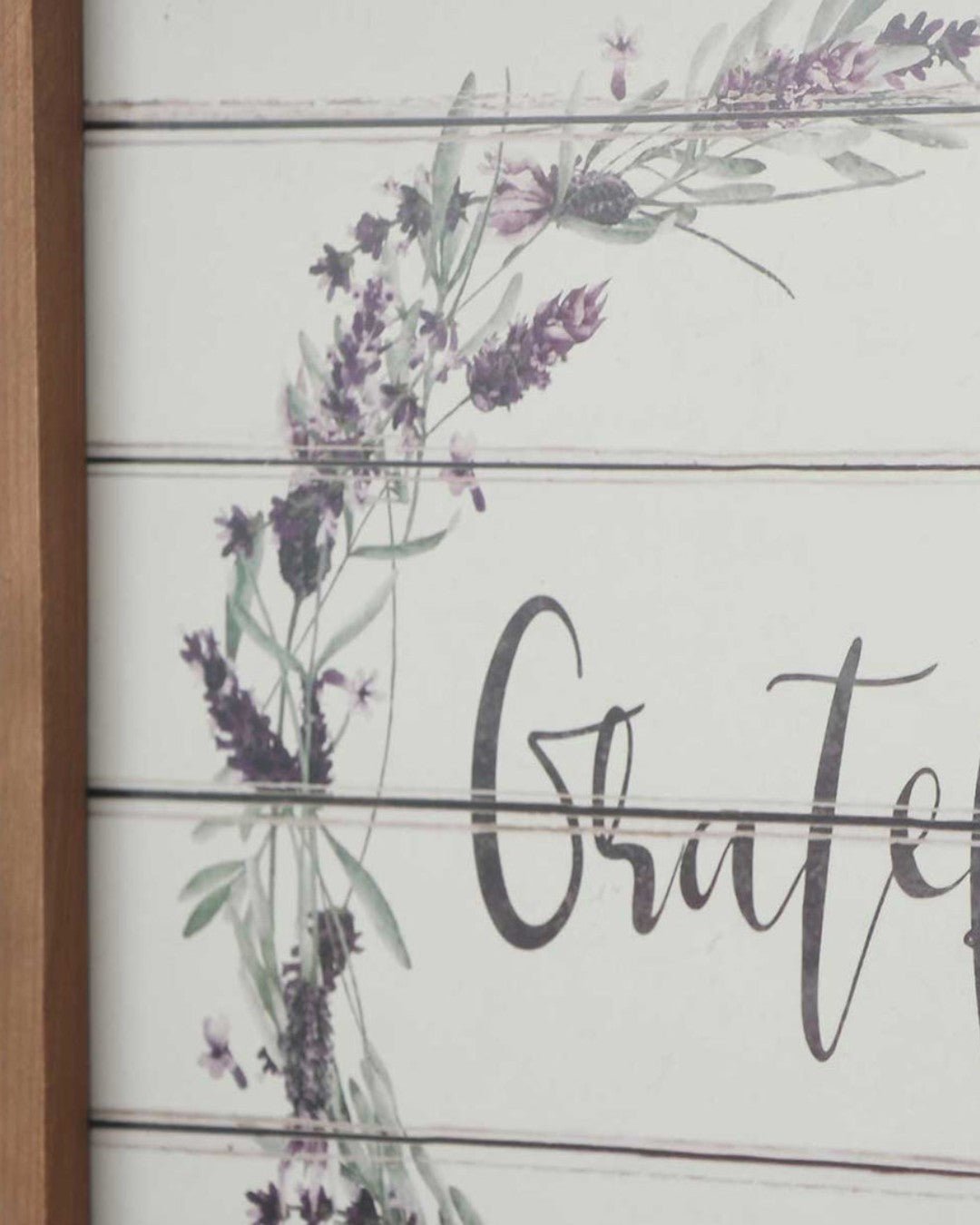 Farmhouse Design Grateful Lavender Floral Wreath Wall Art with Wood Frame、mySite、topwebapps