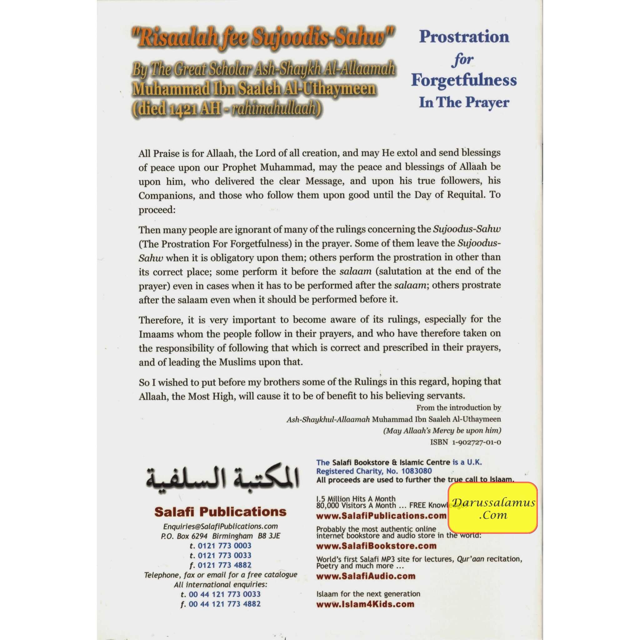 Prostration for Forgetfulness in the Prayer By Muhammad Ibn Saaleh Al-Uthaymeen、mySite、topwebapps