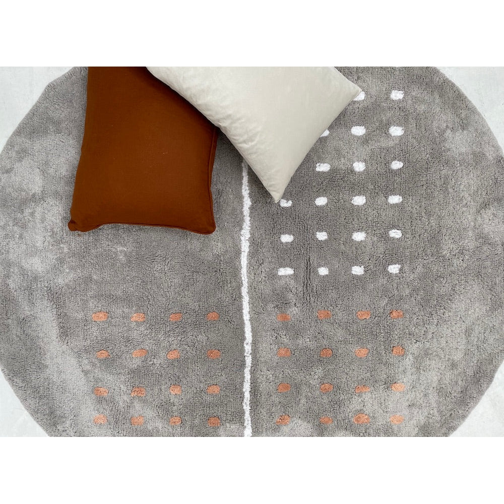 Grid Grey Washable Cotton Round Area Rug、mySite、gigharbornorthrealestate