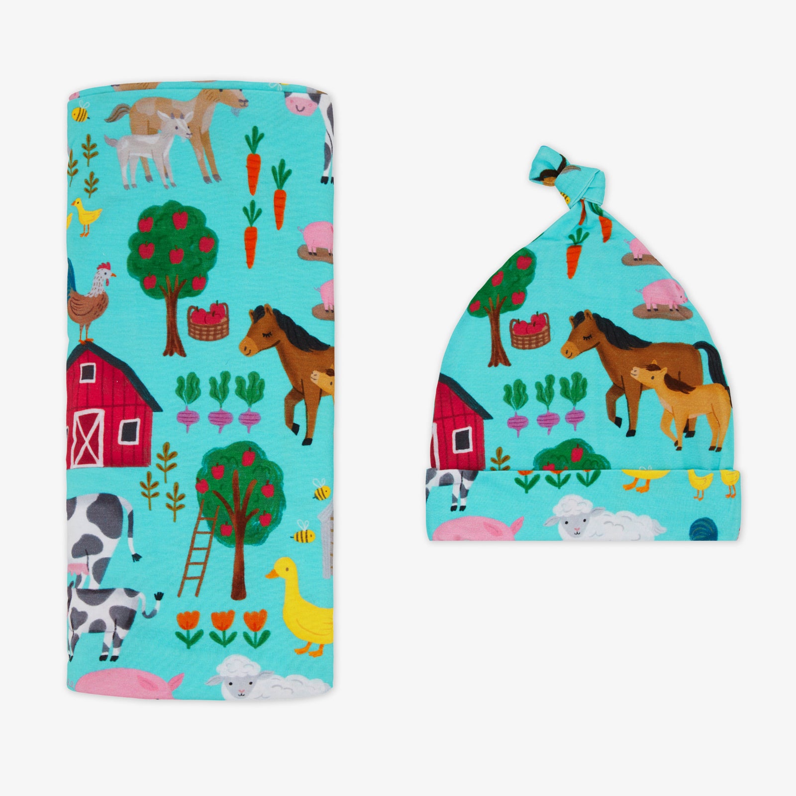 Blue Farm Fam Swaddle & Hat Set、mySite、g9winljtr