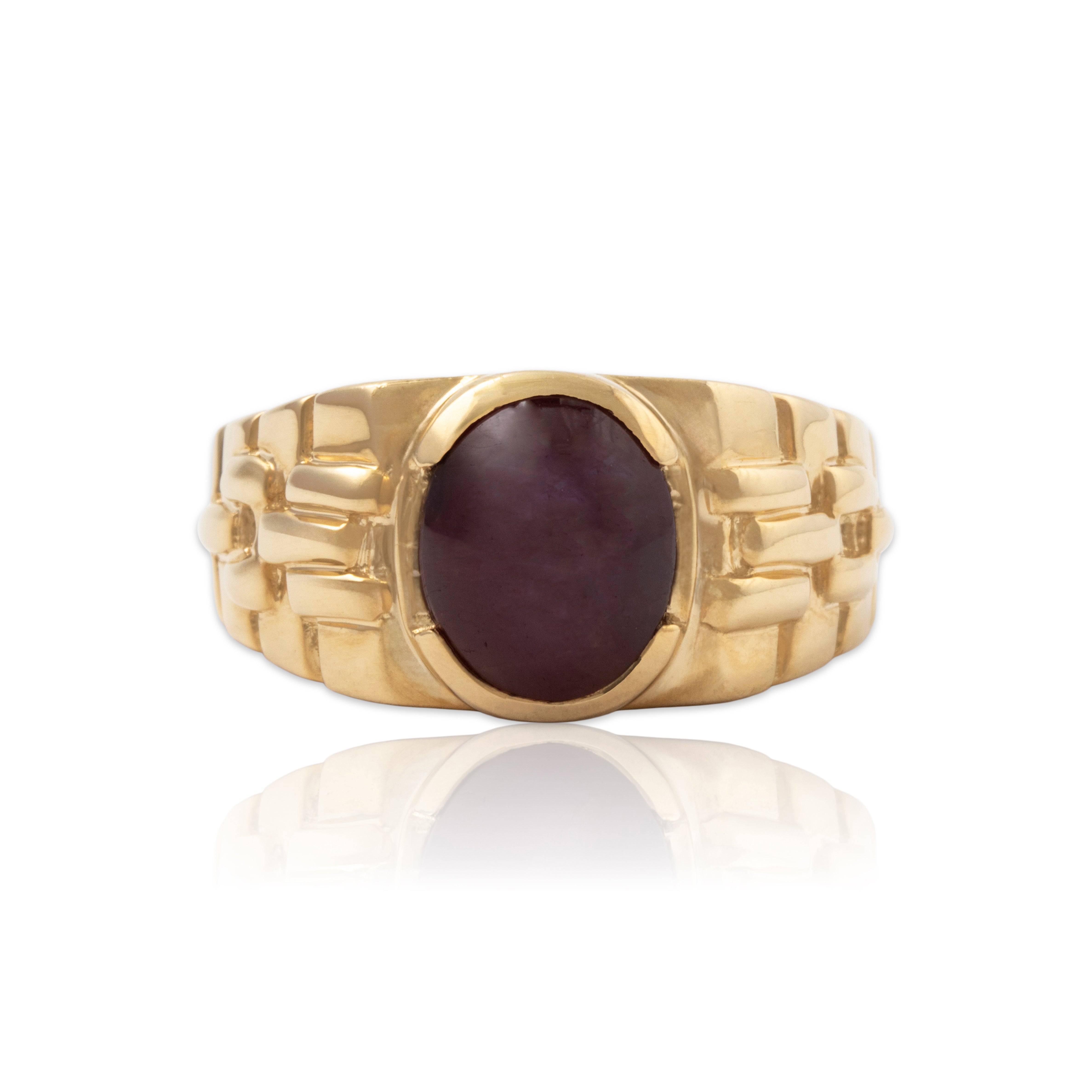 Vintage 14k Yellow Gold 3.9ct Star Ruby Signet Statement Ring 8.50、mySite、hinf8tx79