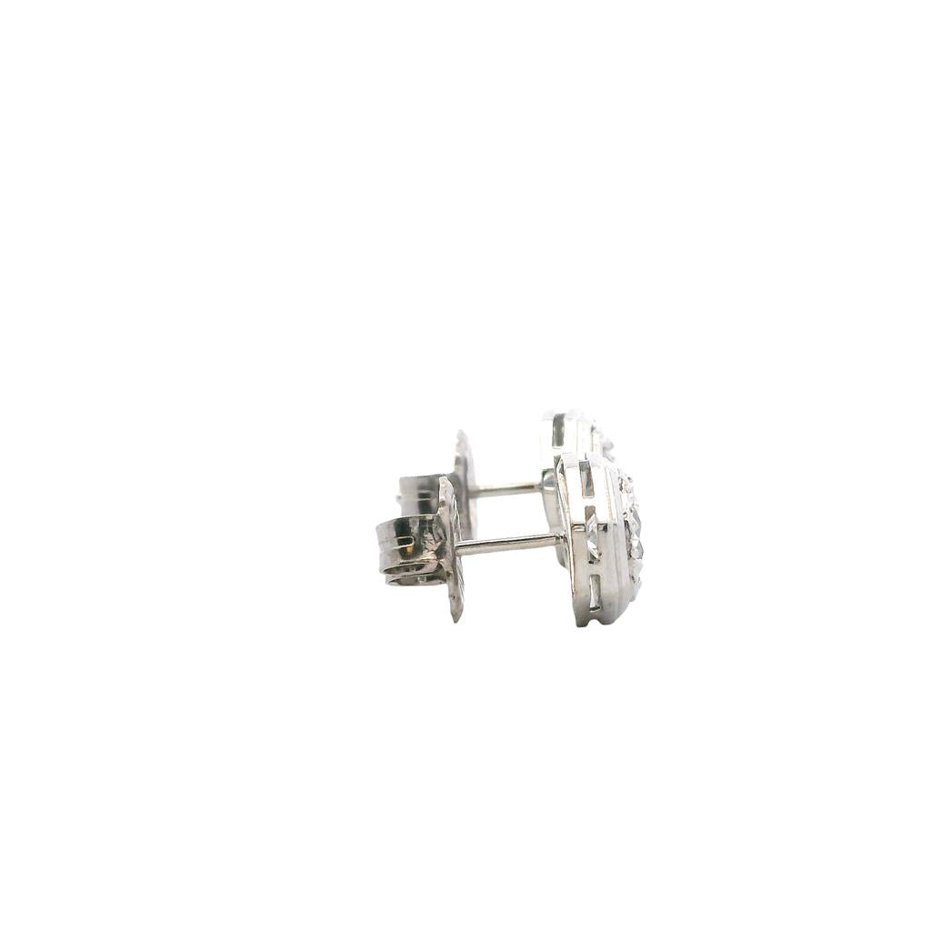  Estate 14K White Gold 1ctw Diamond Art Deco Stud Earrings