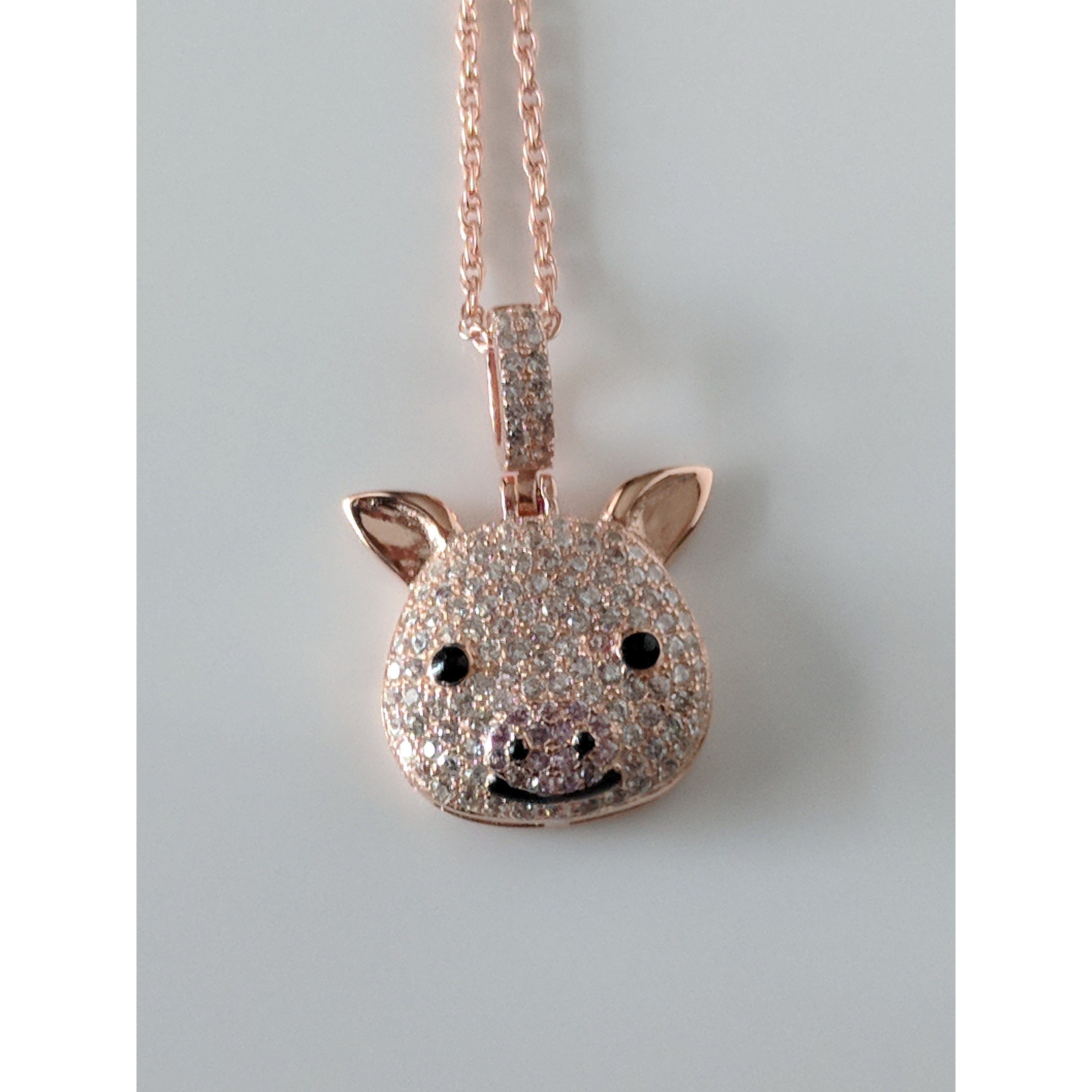 CZ Pig Pendant Sterling Silver or LRG Stainless Steel for Men、mySite、g9winljtr