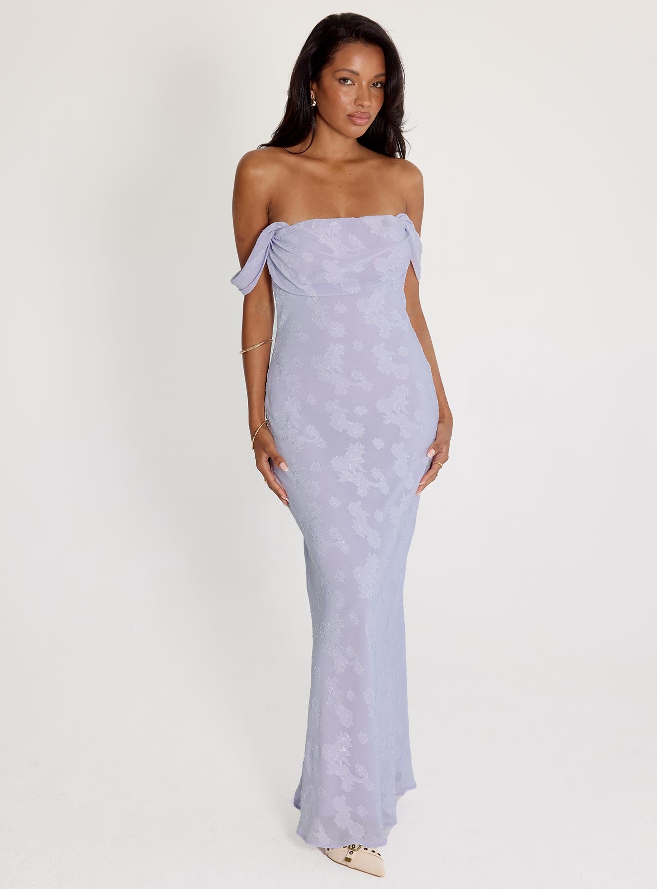 Azura Off The Shoulder Maxi Dress Lilac、mySite、solidvoid