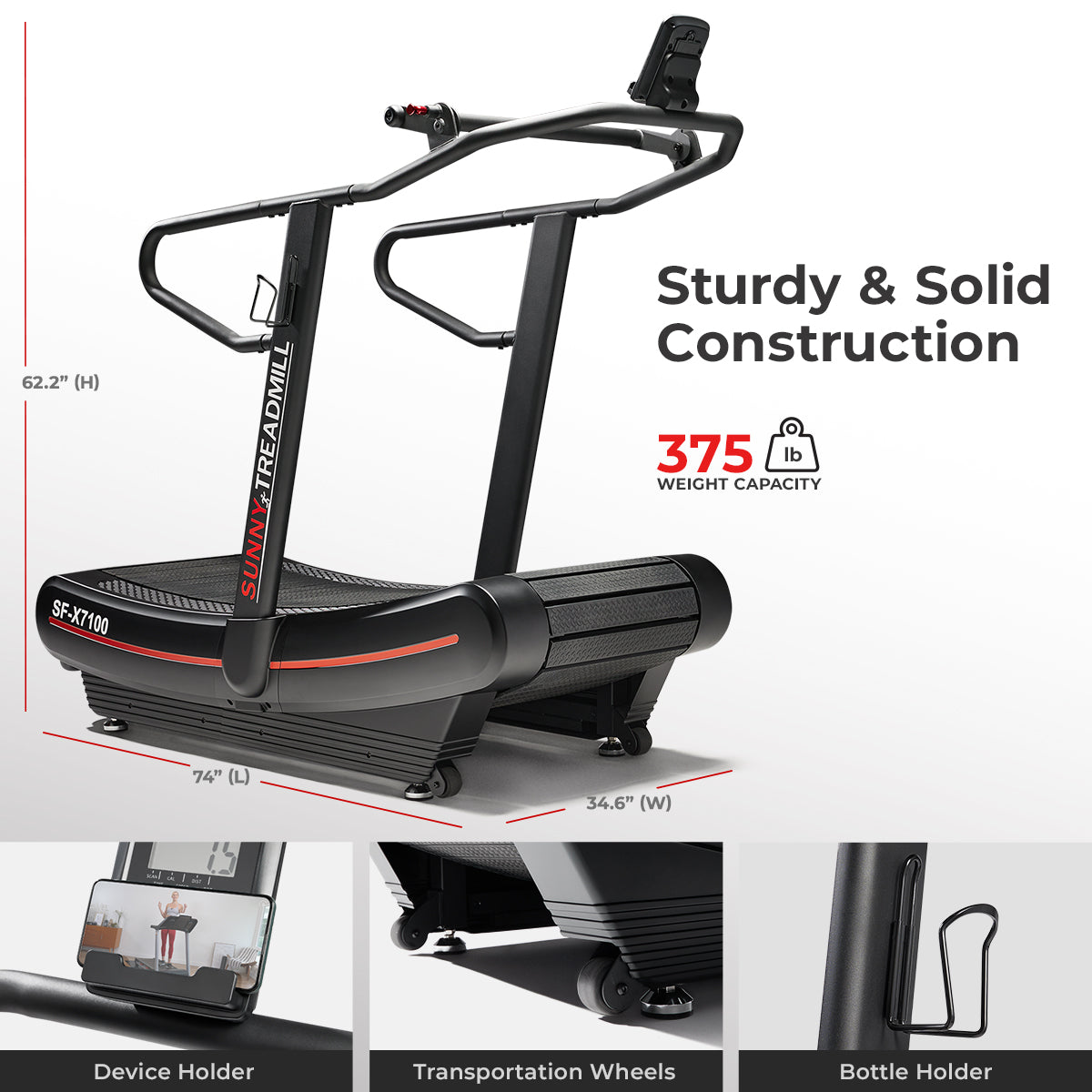  Commercial Level Ergonomic Manual Treadmill、mySite、ghnorth