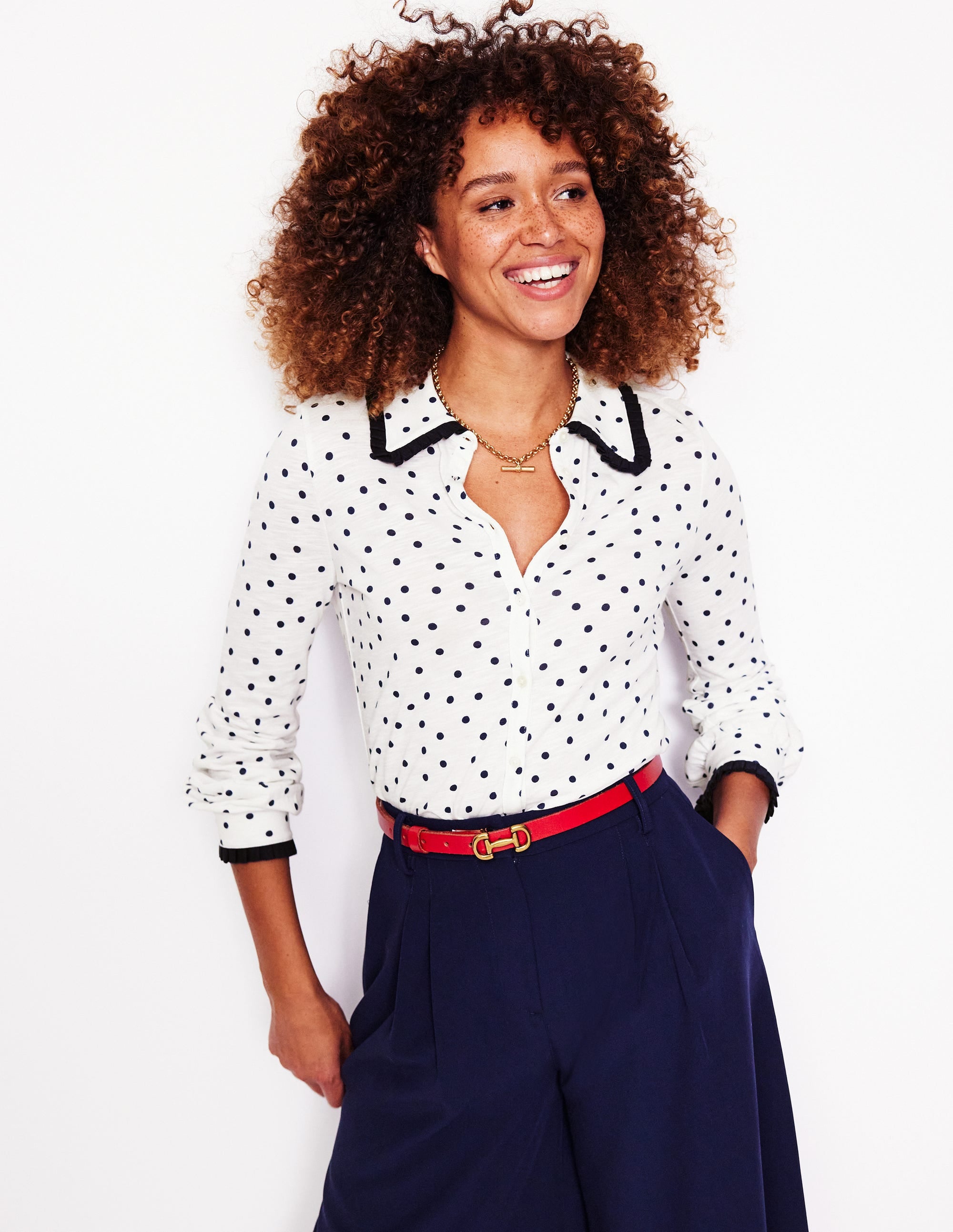  Ruffle Collar Shirt-Ivory, Sparse Spot、mySite、ashleygrahame