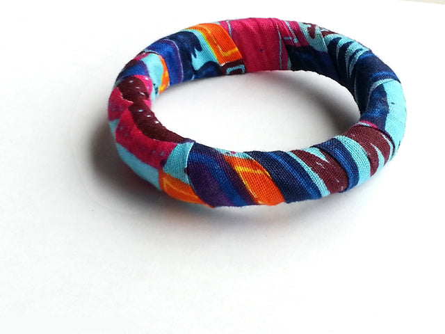 Blue, Fuchsia, Burgundy, Orange and Gold Print Bangle-DPJ244、mySite、solidvoid