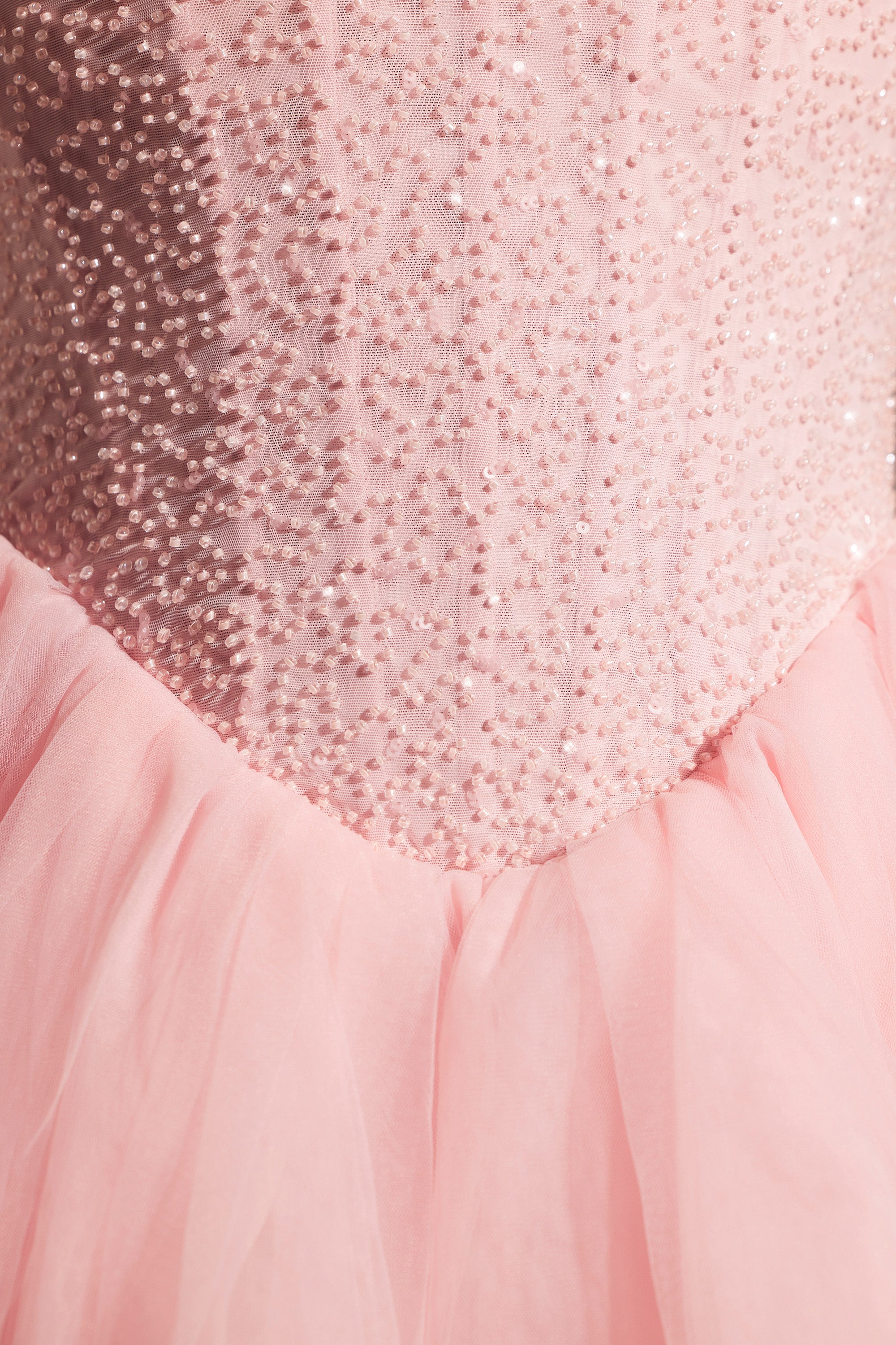 Embellished Corset Tulle Skirt Mini Dress in Blush、mySite、solidvoid