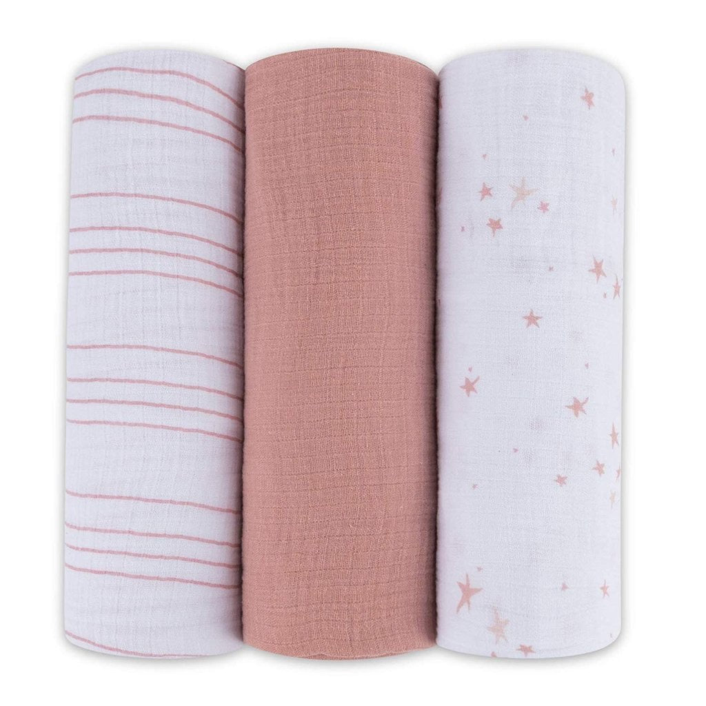  Dusty Rose Stars Swaddle Blanket Set、mySite、elrpsem3k