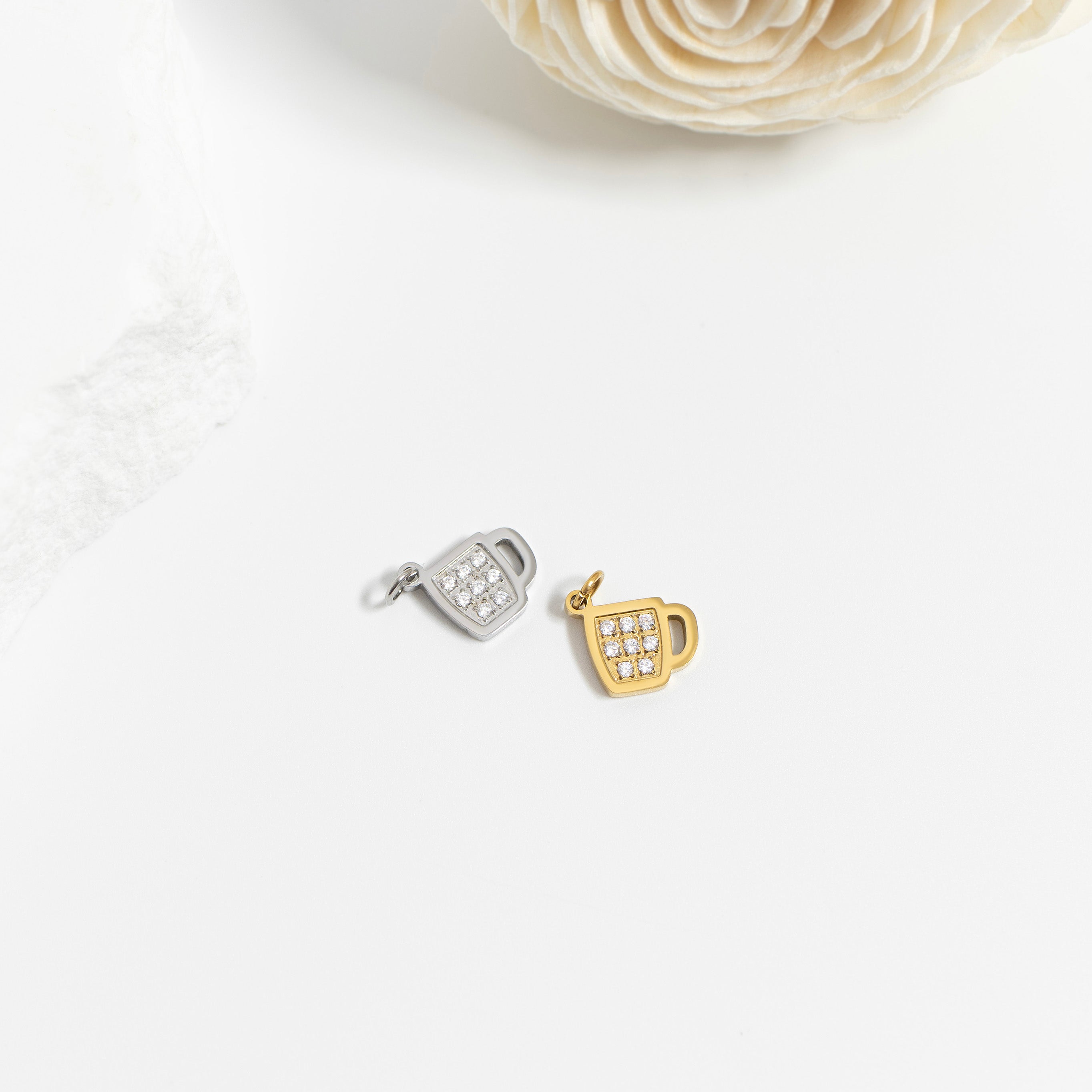 18K Gold PVD Stainless Steel Coffee Cup Charm / PDL0284、mySite、dreamappss