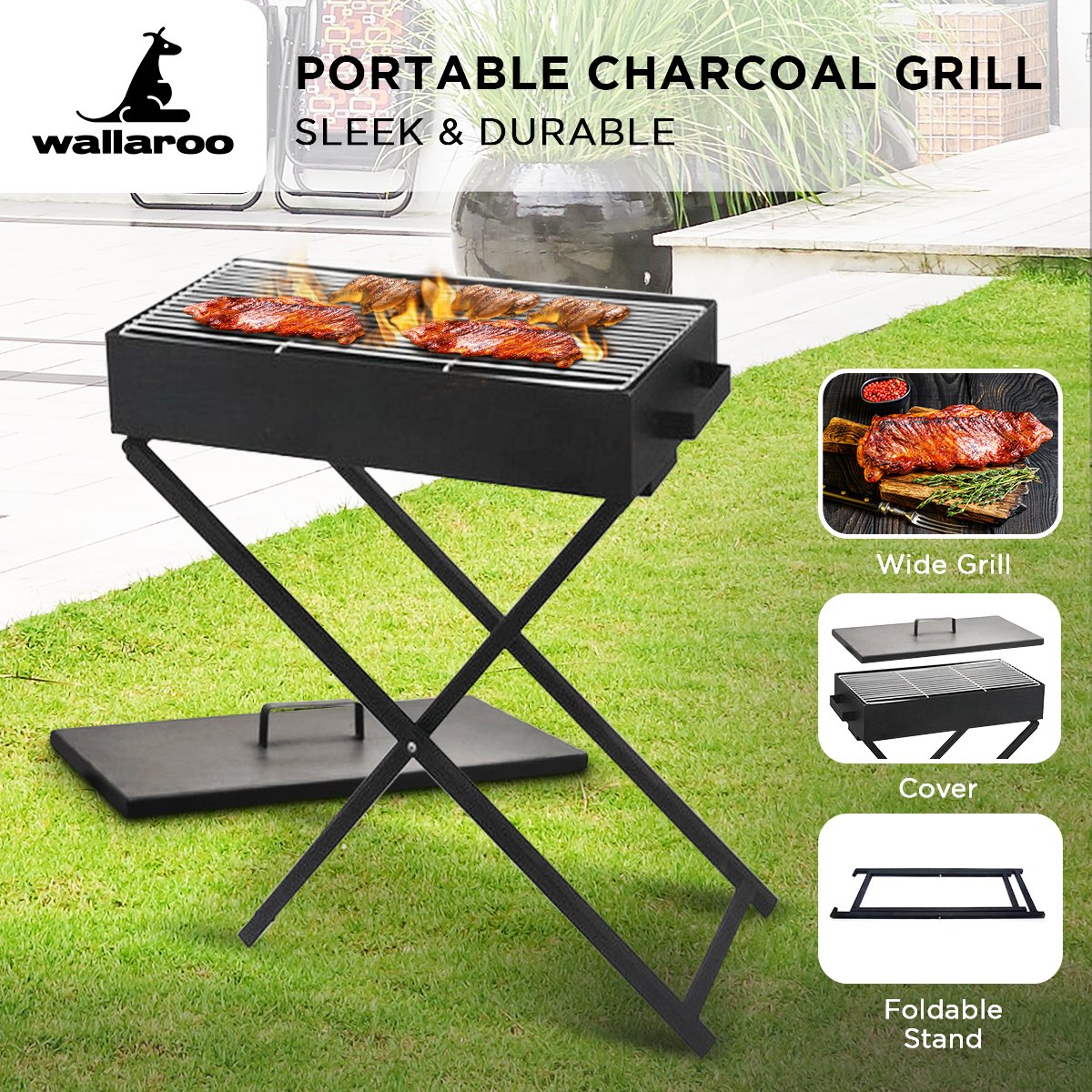 Wallaroo Adjustable Height Charcoal BBQ Grill、mySite、camillekostekn